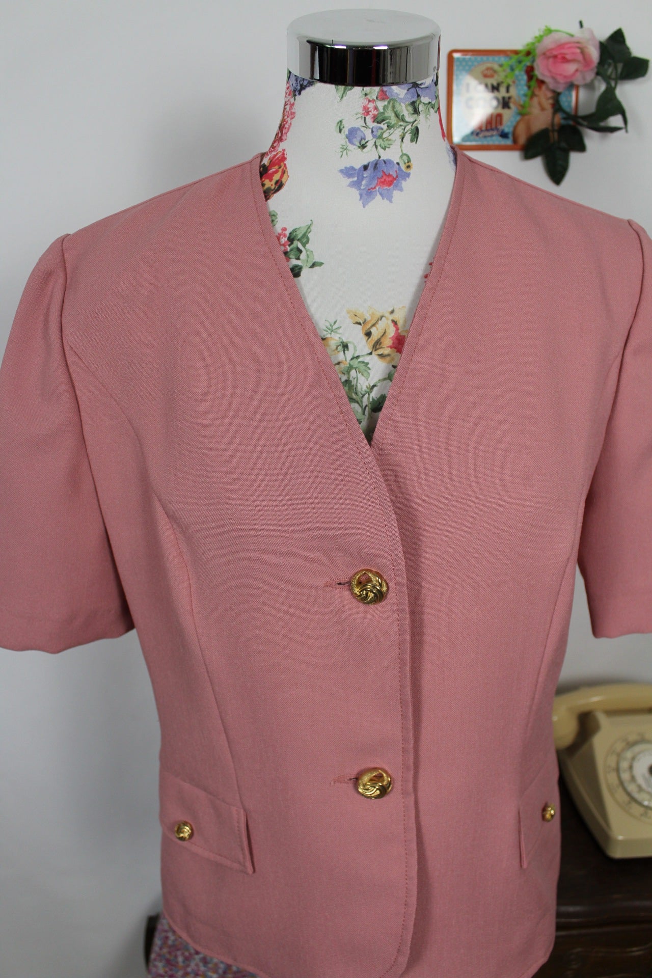 🍒🌸Blazer vintage 80's rose poudré preppy - Taille 38/40🌸🍒