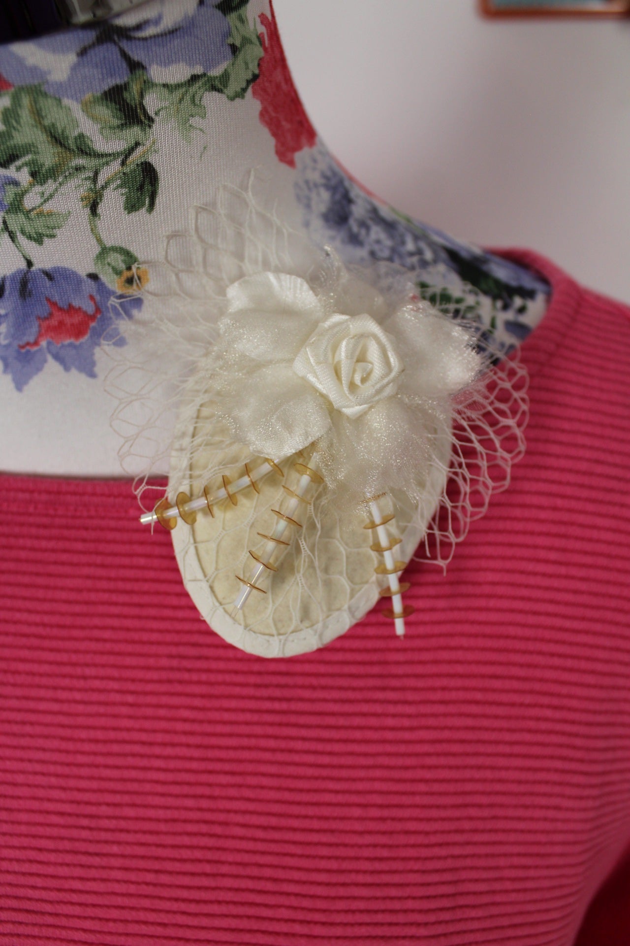 🌸🍒Pince bibi cheveux vintage 50/60's blanc ivoire à violette - esprit pin-up 🍒🌸