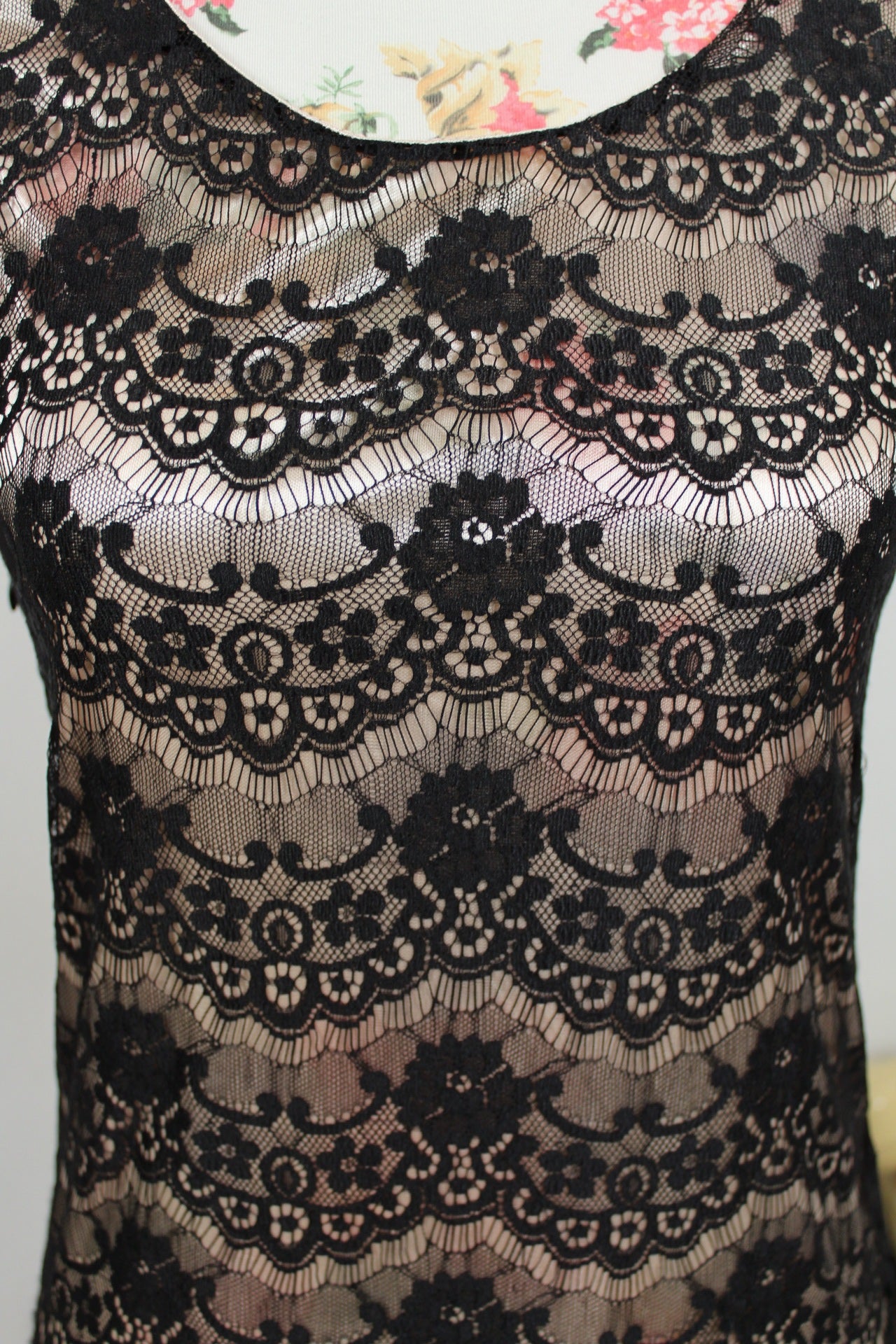 🌸🍒Tunique pin-up/goth romantique en dentelle fleurie - Vintage Dressing - Taille 36🍒🌸