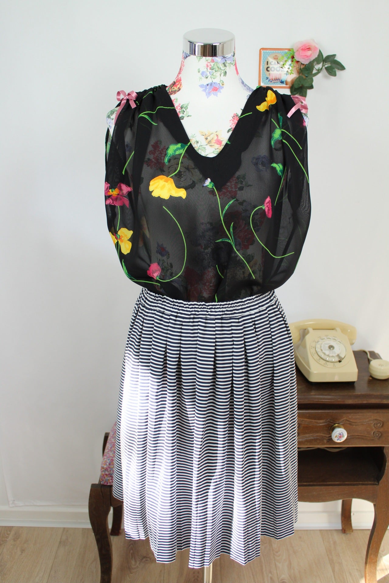 🌸🍒Jupe vintage 90's esprit Navy rayée marine & blanc - Taille 38 à 42🍒🌸