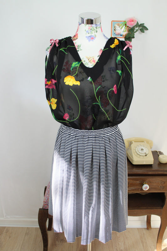 🌸🍒Jupe vintage 90's esprit Navy rayée marine & blanc - Taille 38 à 42🍒🌸