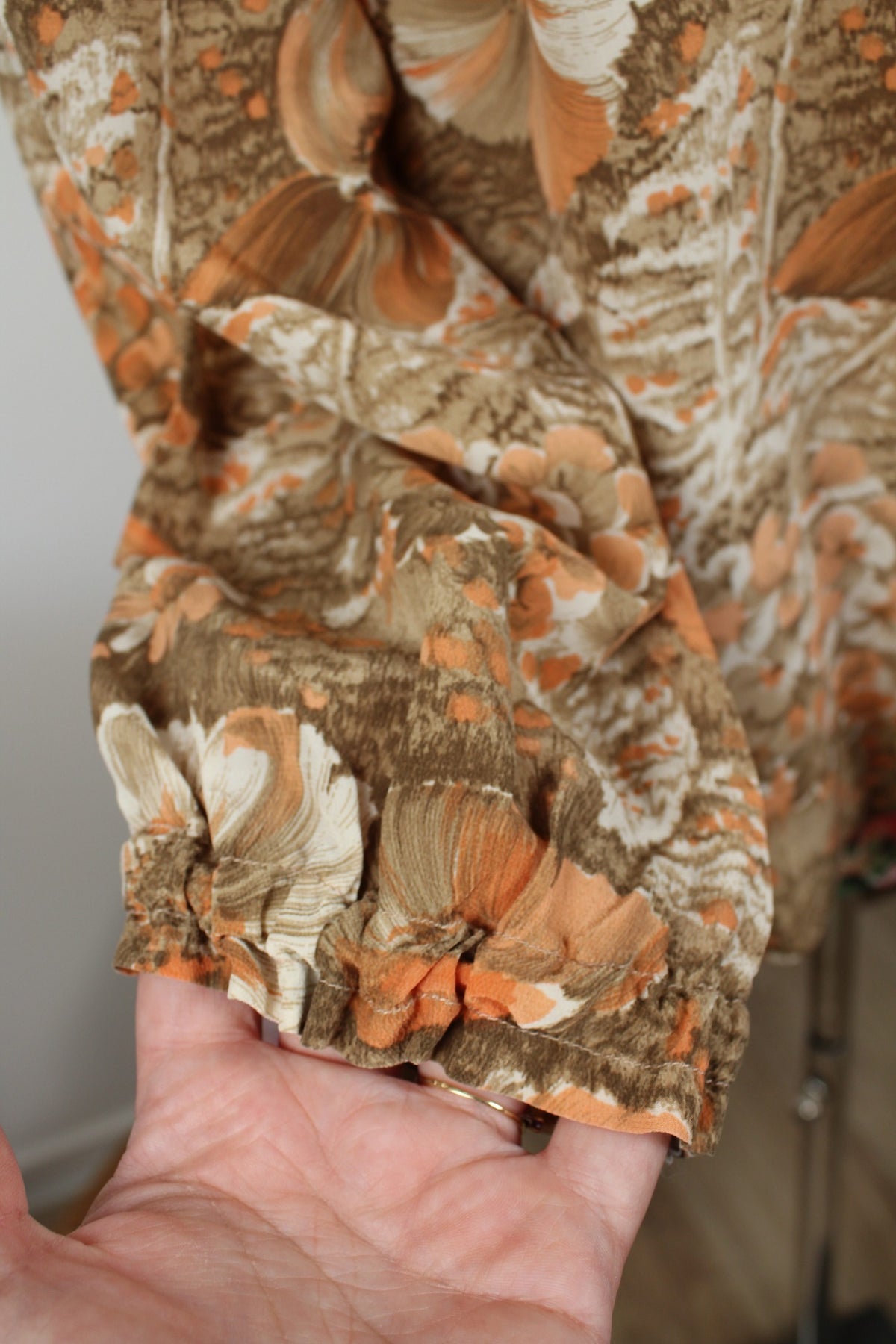 Blouse vintage années 70 esprit tapisserie de fleurs automnales - Taille 38/40