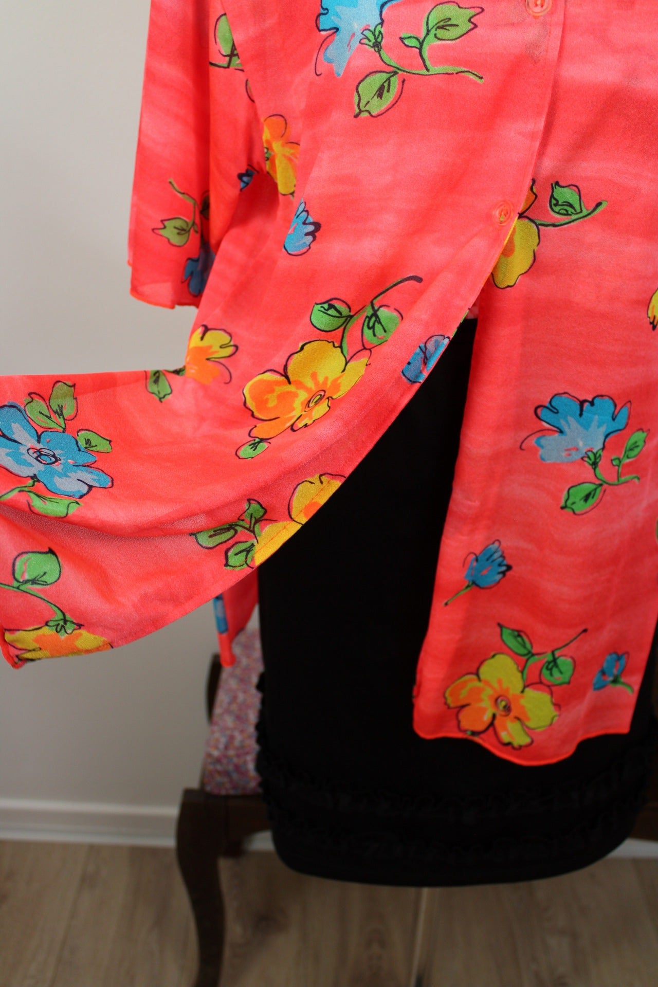 🌸🍒Chemise vintage 90's fleurs de Lys XXL tons chauds - Taille 38/40🍒🌸