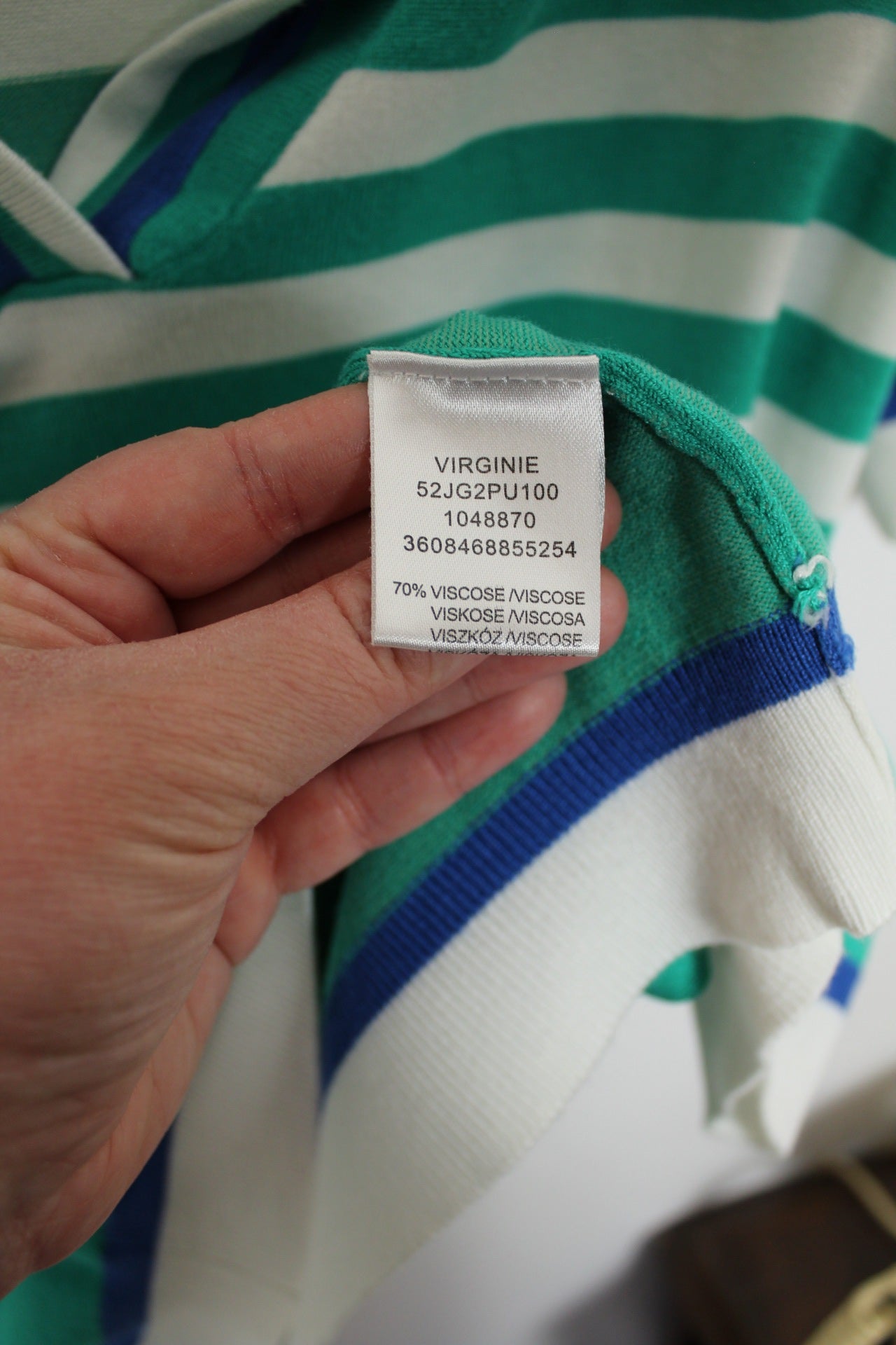 🍒🌸Polo rétro 80's rayé vert & blanc - Julie Guerlande - Taille 40/42🌸🍒