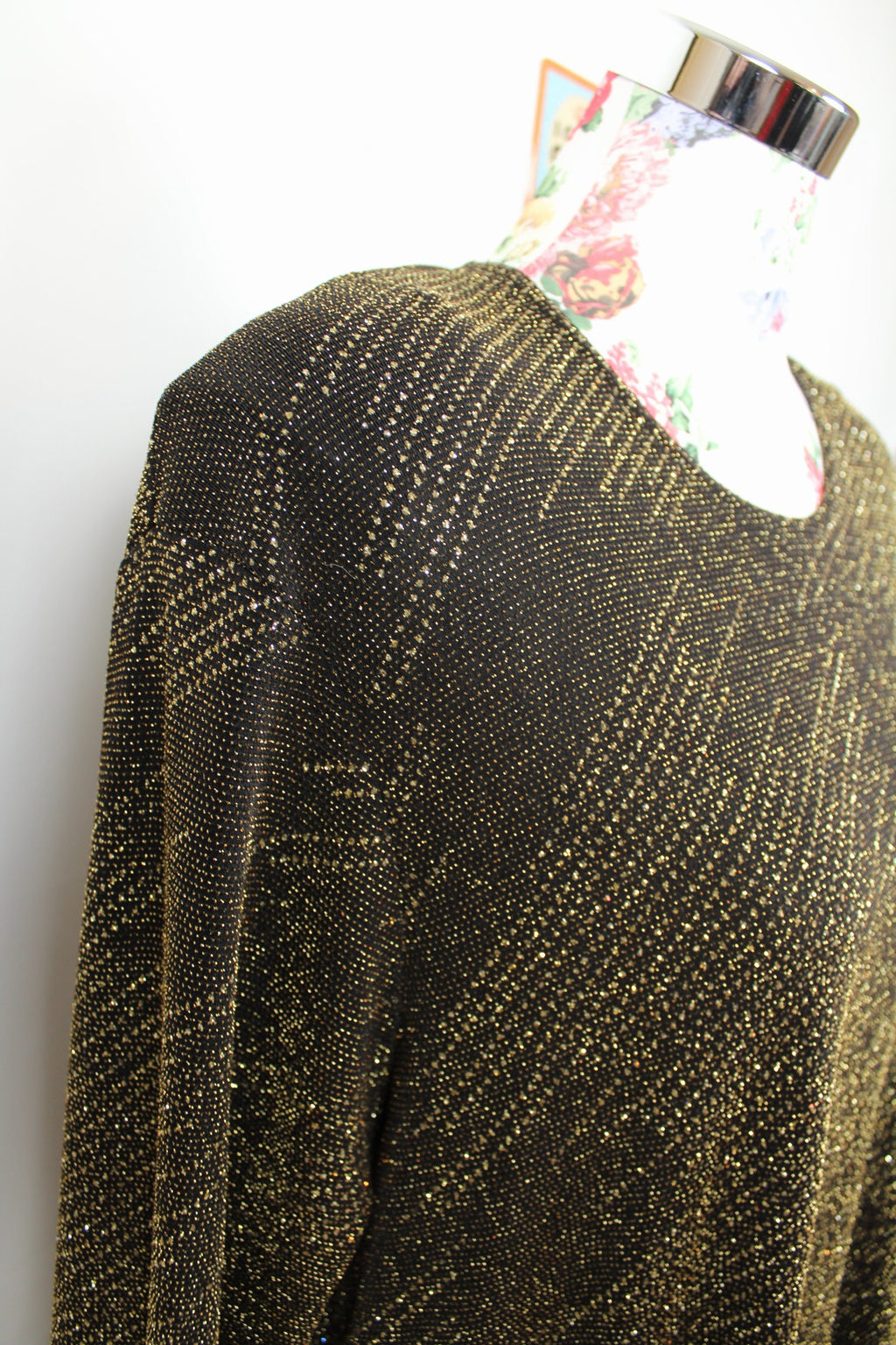 ✨Blouse noire vintage 90s Catwalk Paris - longue & pailletée dorée de soirée✨