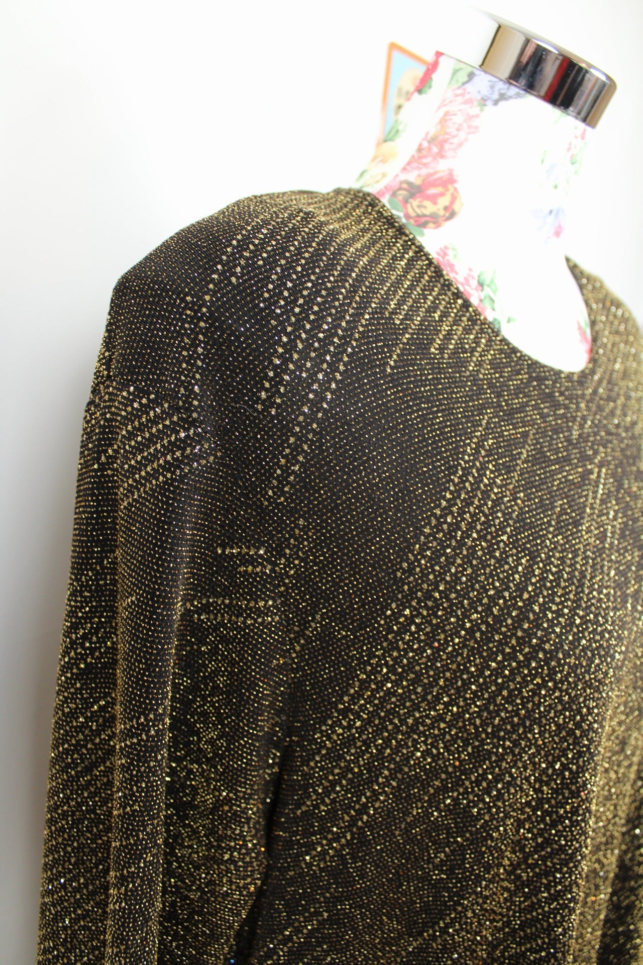 ✨Blouse noire vintage 90s Catwalk Paris - longue & pailletée dorée de soirée✨