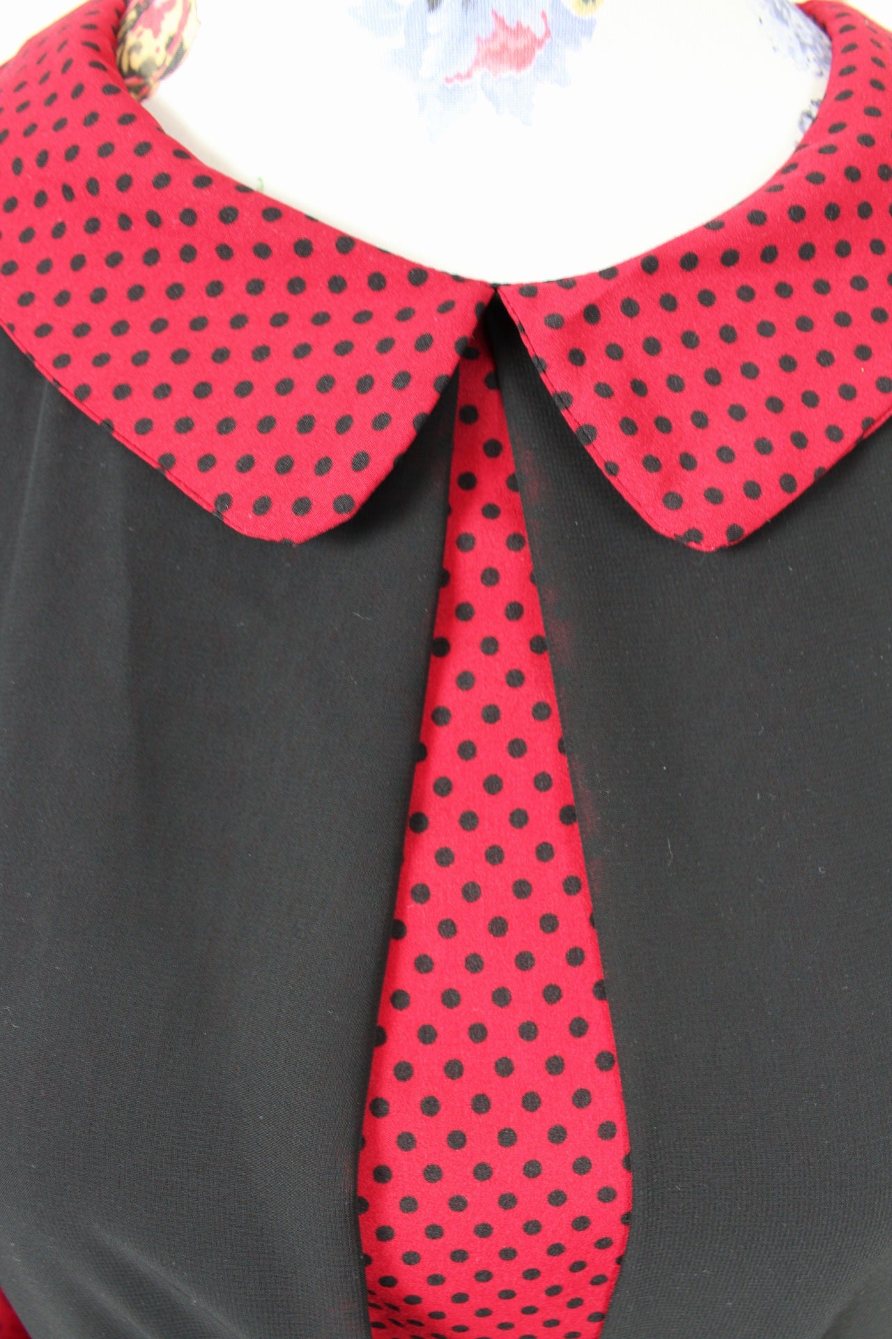 🍒🌸Robe vintage 80's pois rouge & noir - col claudine style pin-up rockabilly - Taille 38/40🌸🍒