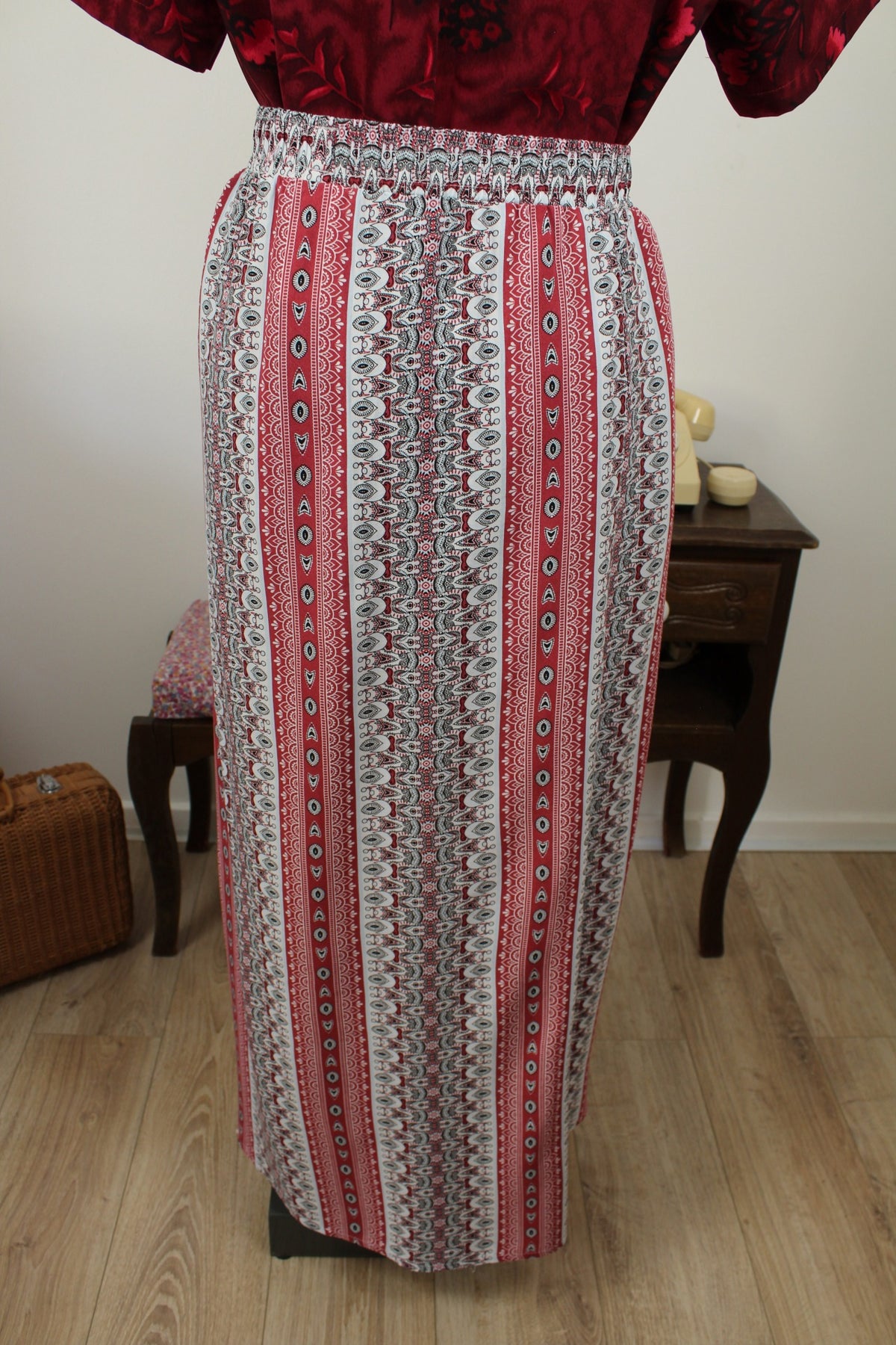 Jupe longue rétro pasiley & motifs bohème années 2000 - Taille 36/38
