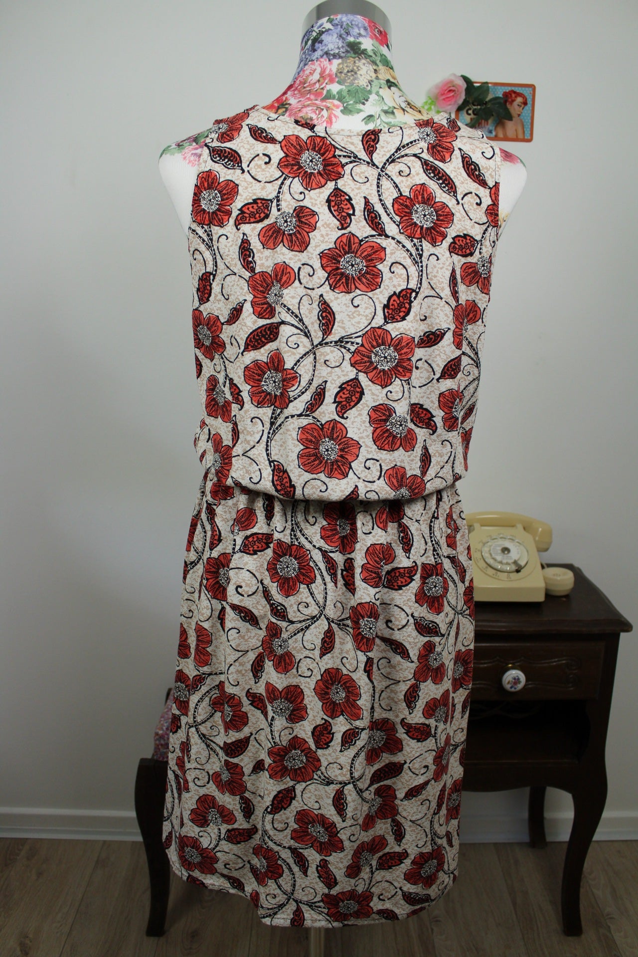 🌸🍒Robe vintage 90's fleurie esprit naturel lin & coton - Taille 38🍒🌸