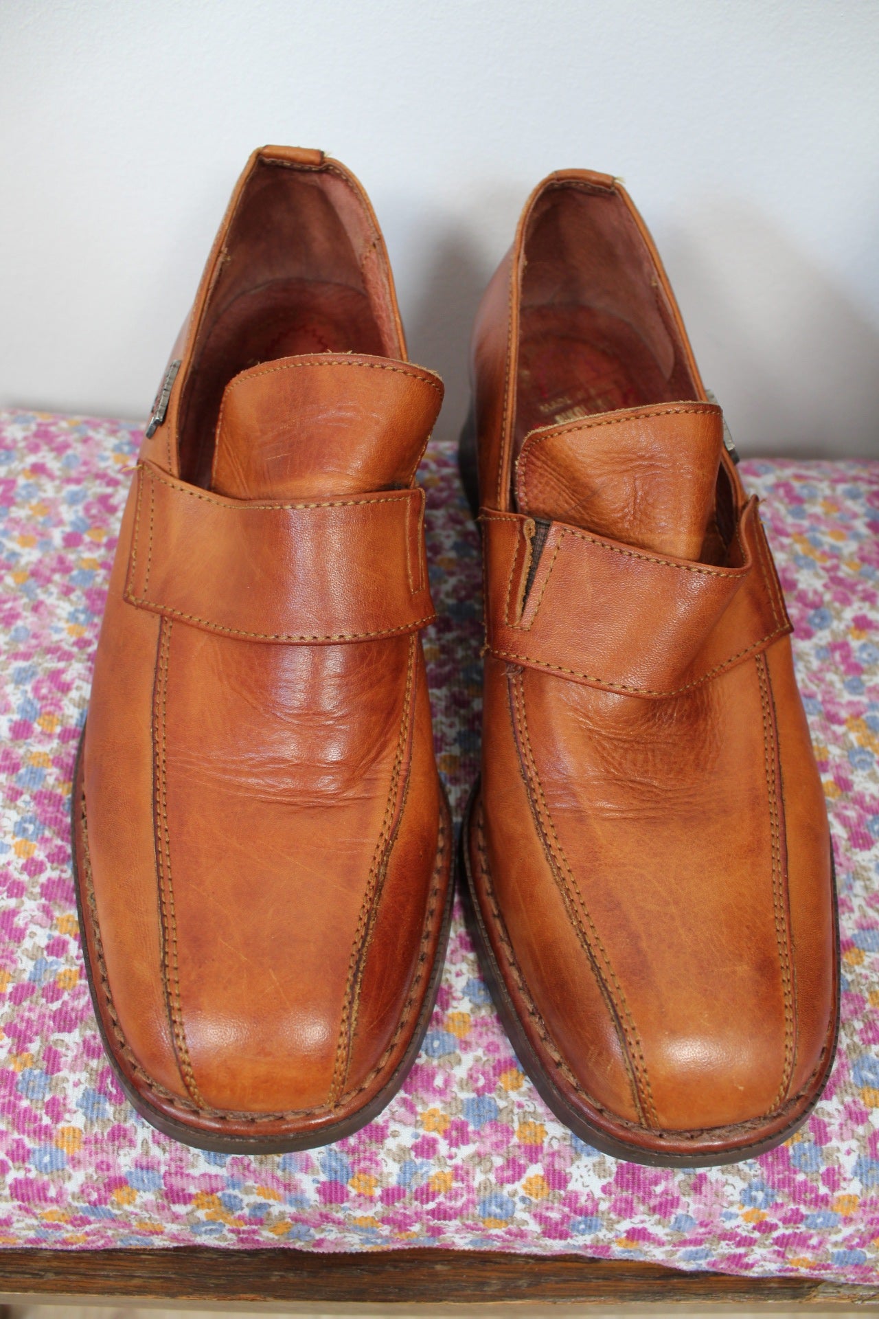 🌸🍒Mocassins Pikolinos à bride - cuir lisse camel - bout carré - pointure 37🍒🌸