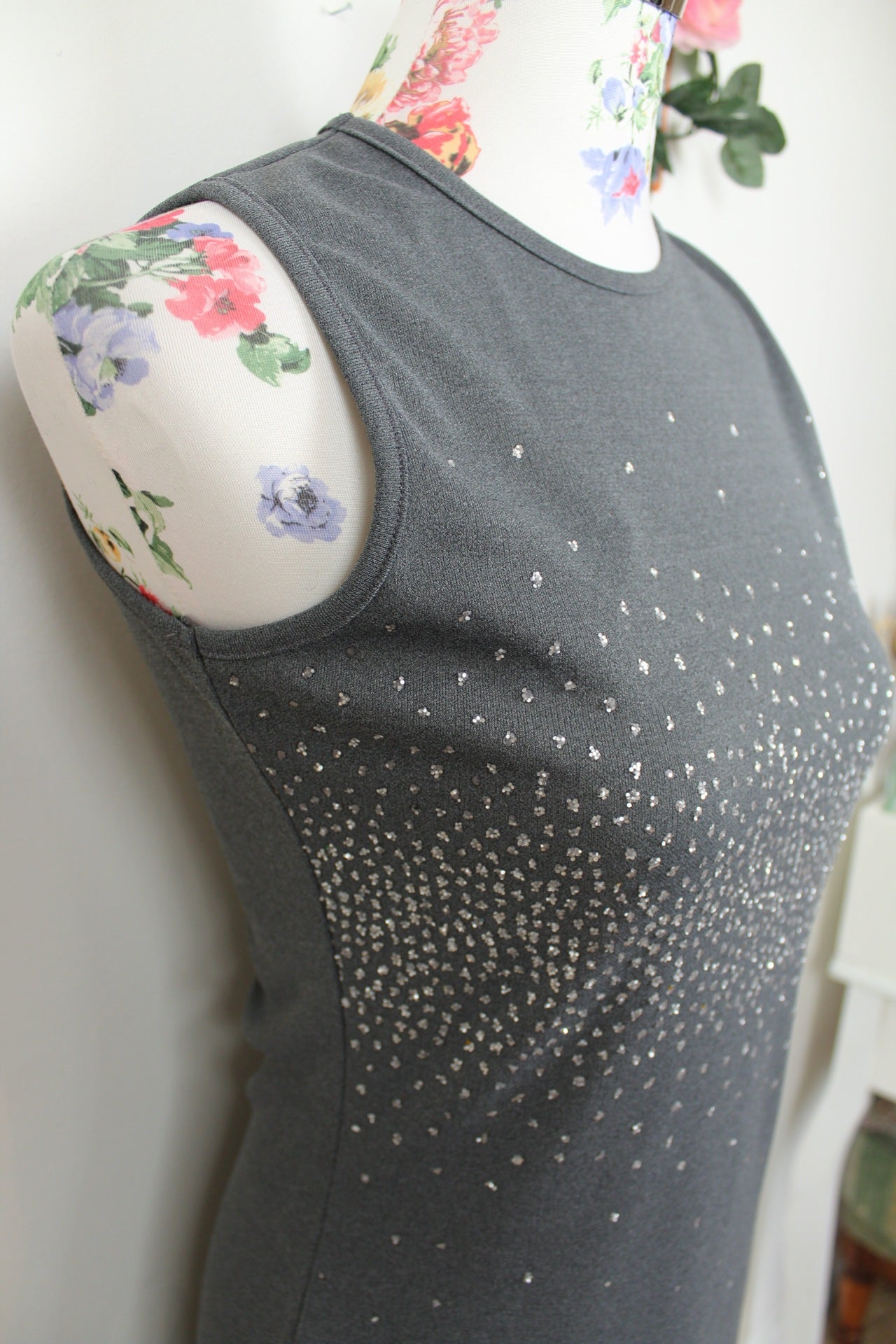 ✨Robe de soirée vintage grise à strass 90's - made in U.K✨