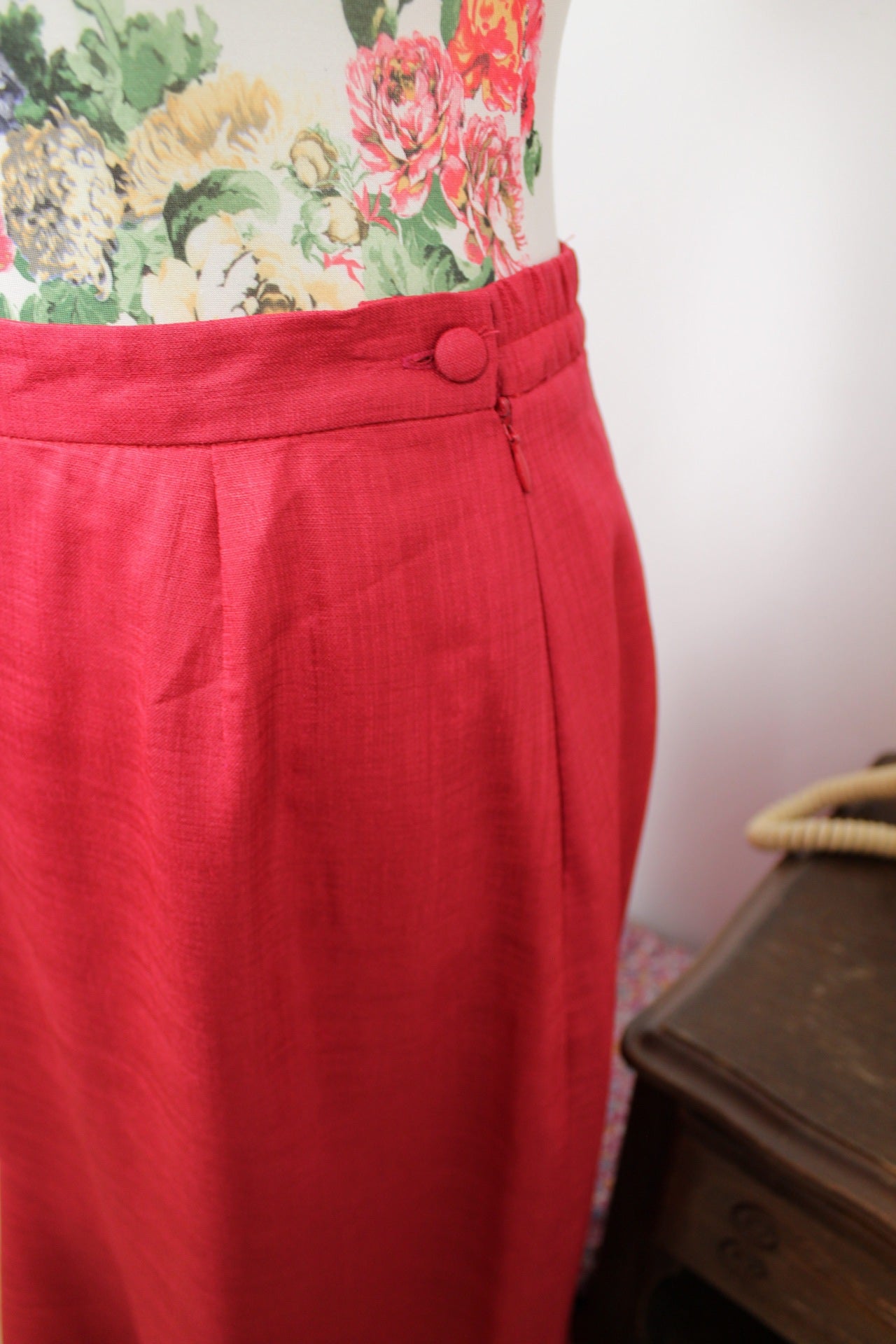 🍒🌸Jupe longue rouge volantée - Un jour ailleurs 90's - Taille 38🌸🍒
