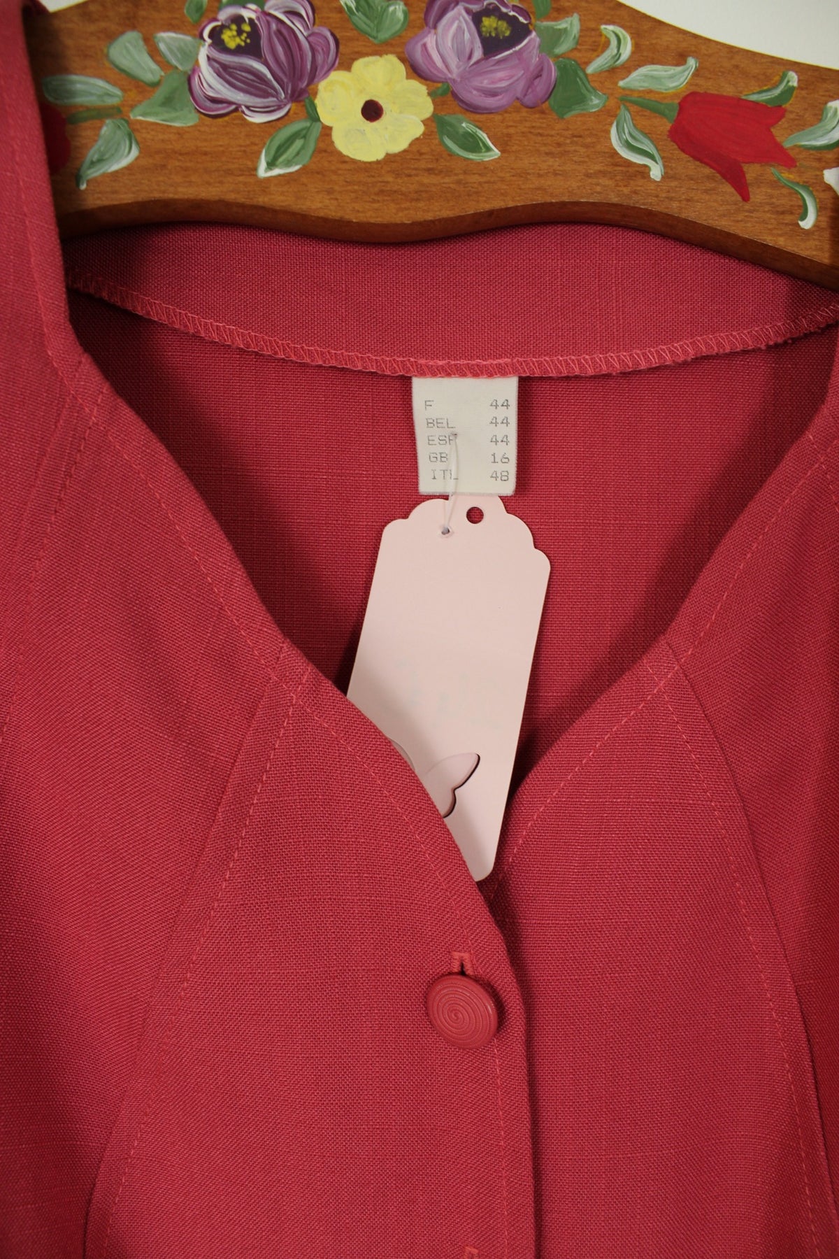 Robe vintage années 80 rose poudré coupe ceinturée - Taille 40/42