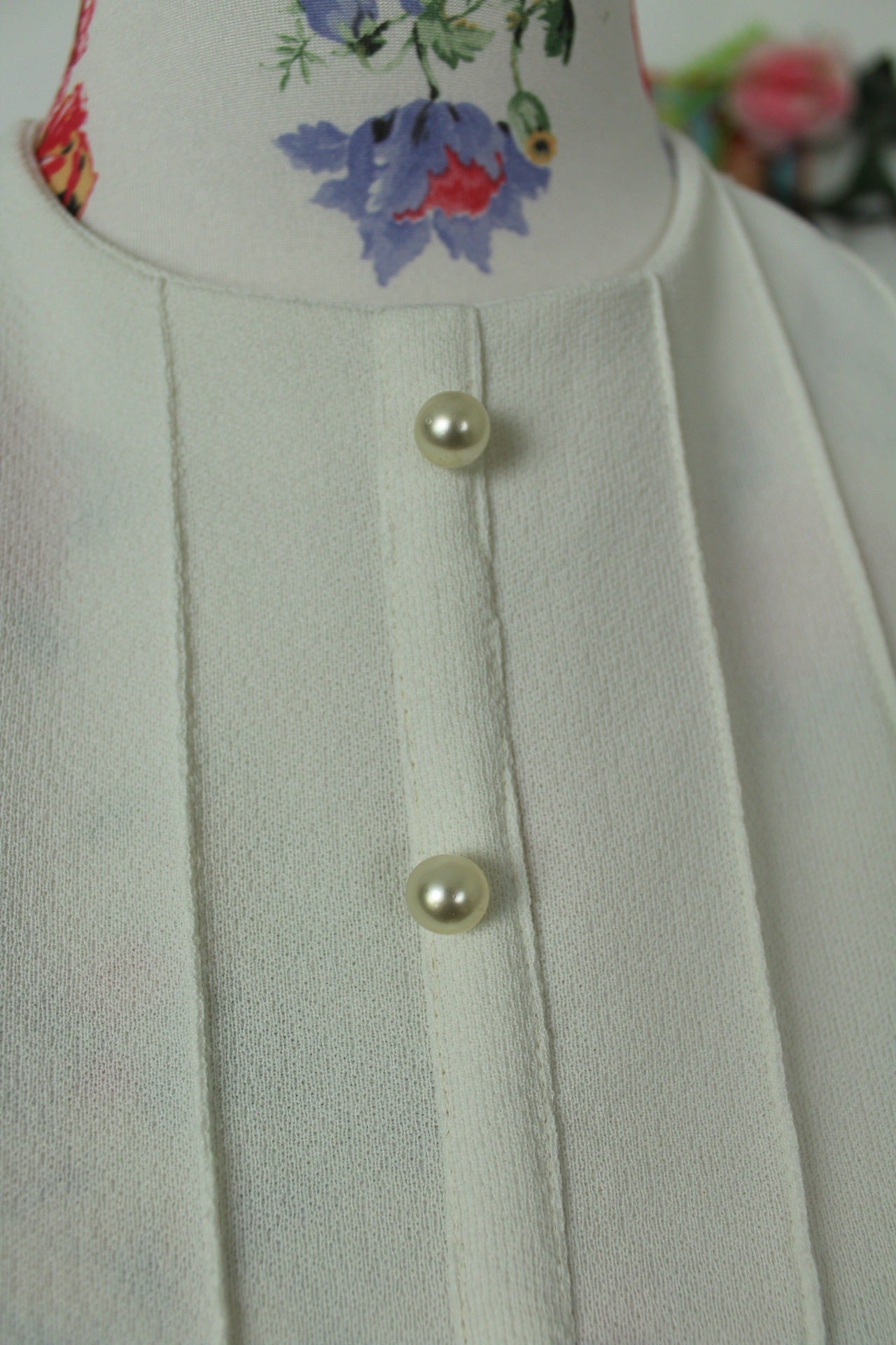 🌸🍒Robe vintage 60's blanche & marine chic - boutons nacrés - Taille 38🍒🌸