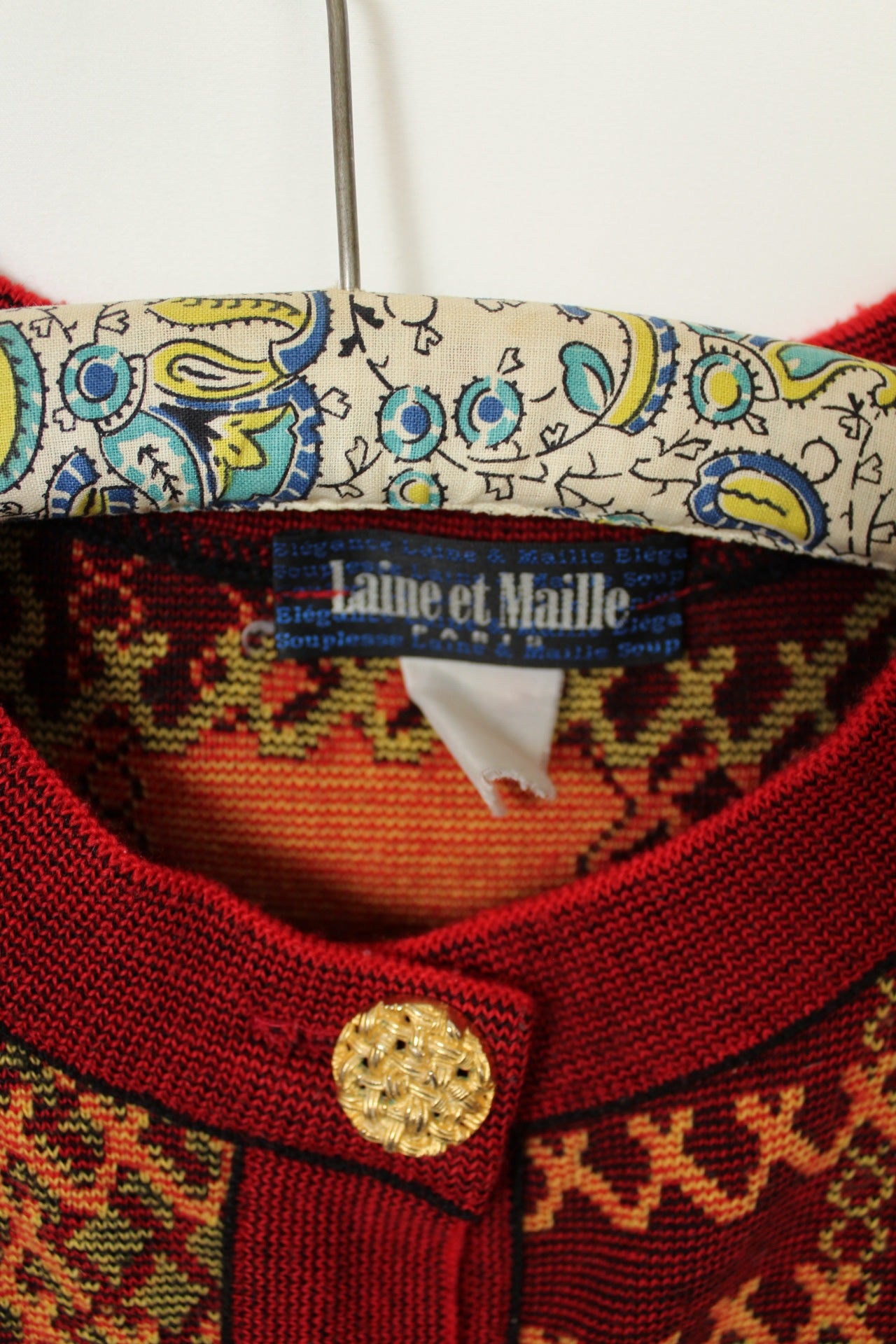 ✨Pull vintage 80's Laine & Maille Paris - boutons dorés✨