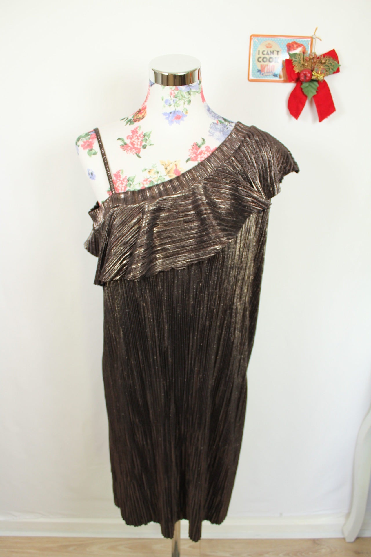 ✨Robe de soirée plissée bronze asymétrique - Promod✨