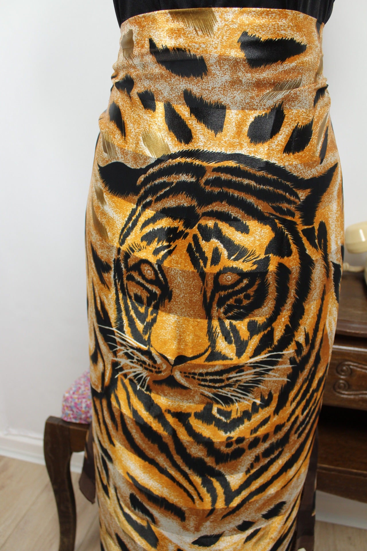 🌸🍒Grand foulard vintage 90's animal print tigre🍒🌸