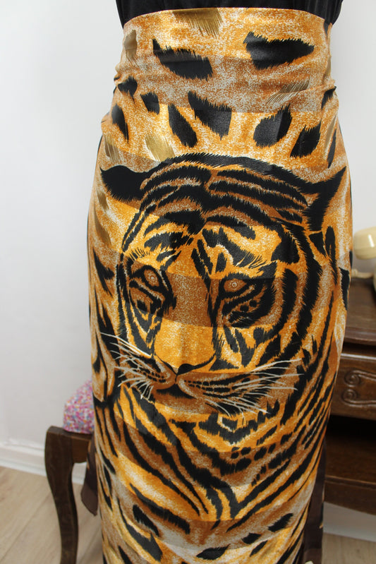 🌸🍒Grand foulard vintage 90's animal print tigre🍒🌸
