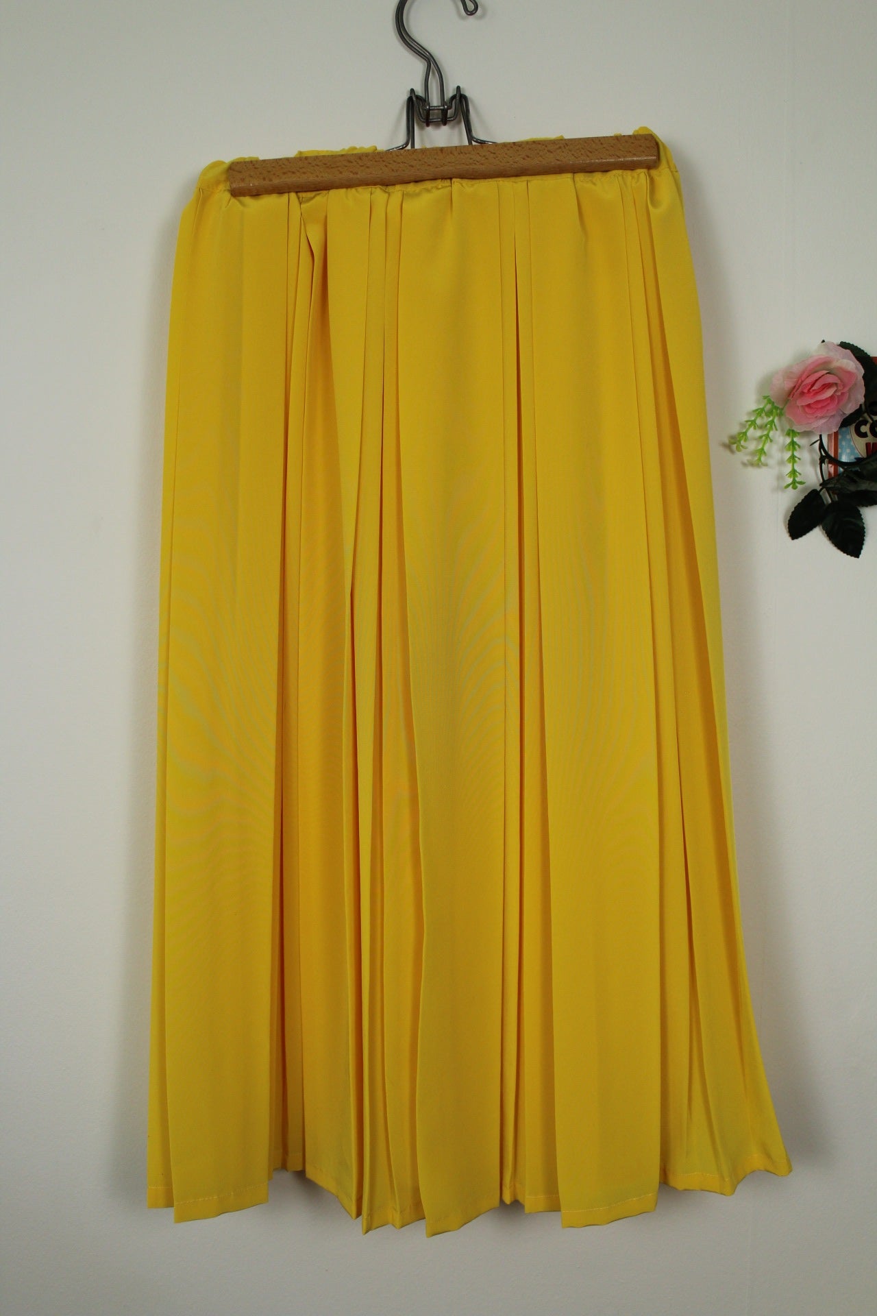 🌸🍒Jupe vintage années 80 plissée jaune ensoleillé pin-up - Taille 36/38🍒🌸