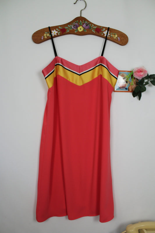 🌸🍒Robe Cop Copine d'été rose orangé pep's & bandes satinées - Taille 34🍒🌸