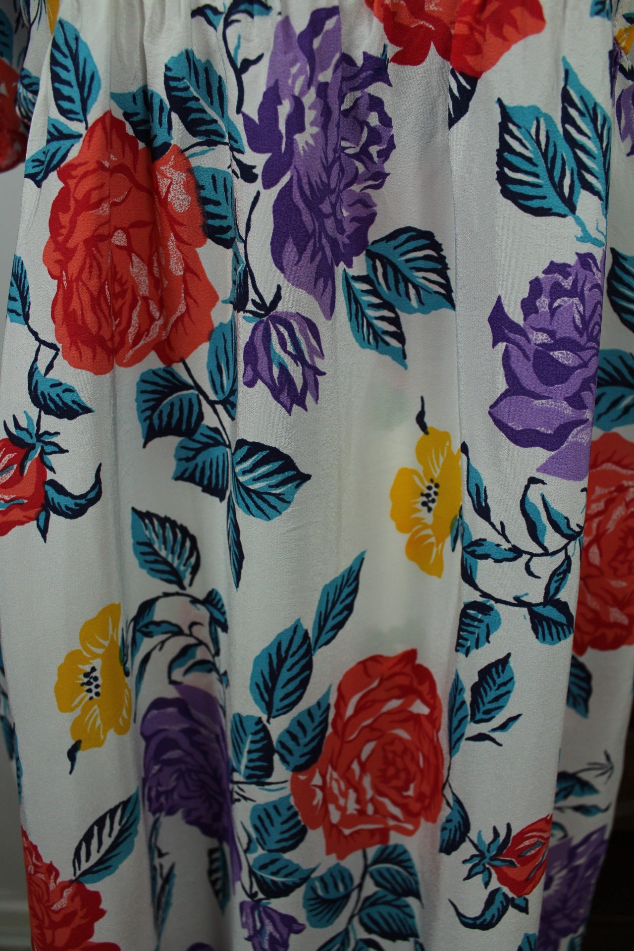 🌸🍒Robe vintage 80's blanche fleurie pep's - coupe & manches amples - Taille 38/40🍒🌸