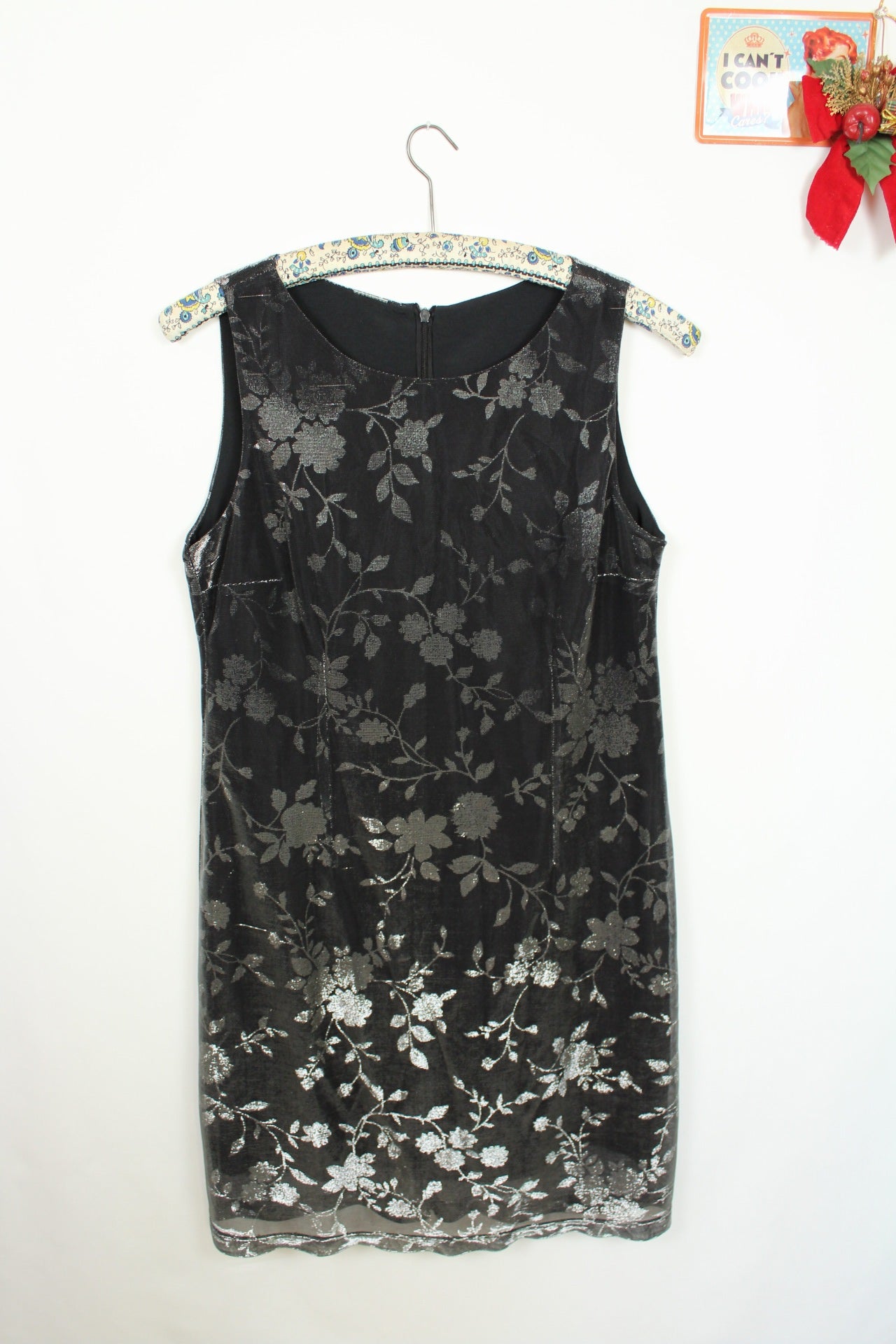 ✨Robe de soirée noire & argent vintage 90's - effet brocard pailleté✨