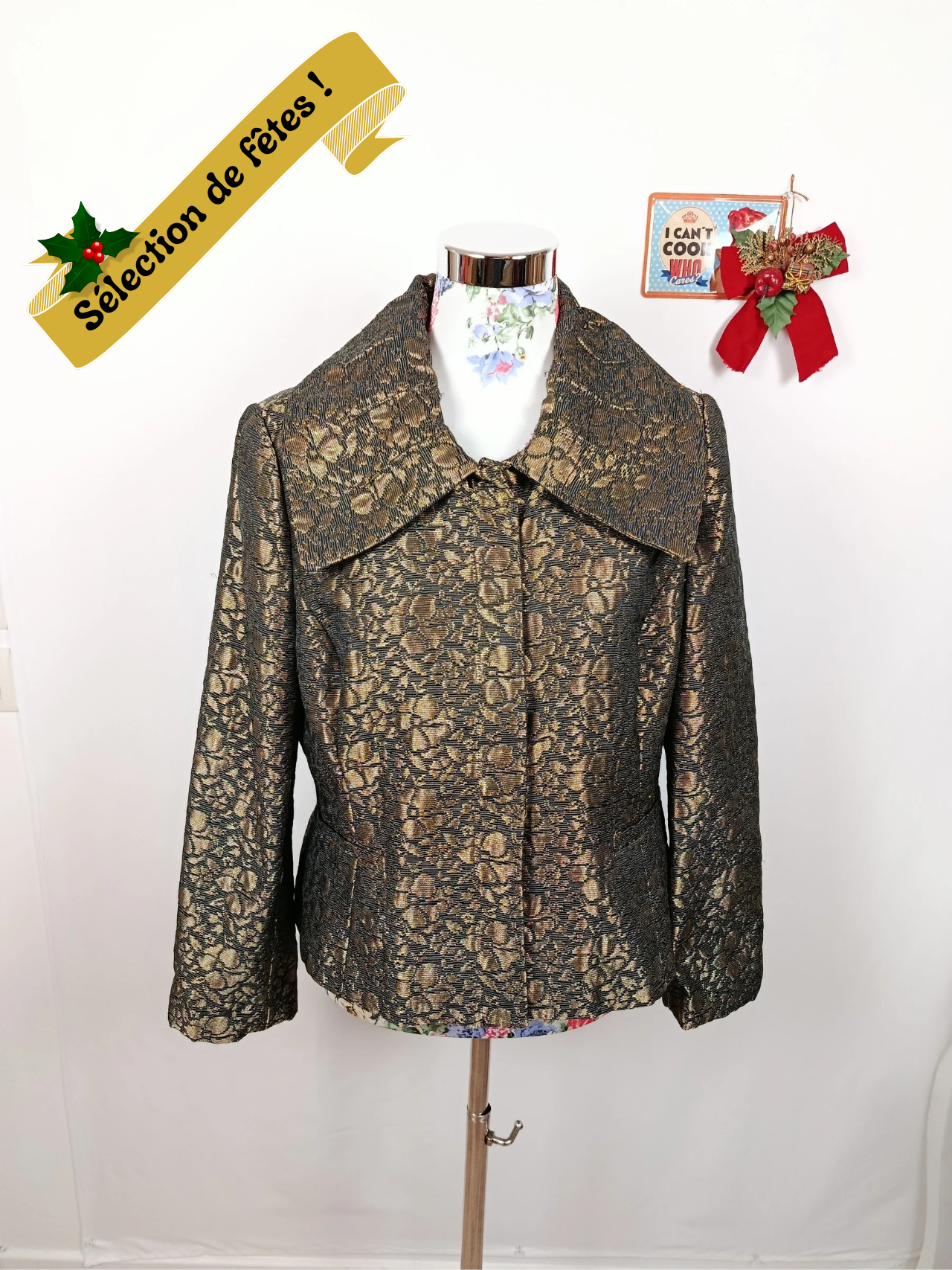 ✨Veste brocart dorée vintage H&M 2000's - chic & festive✨