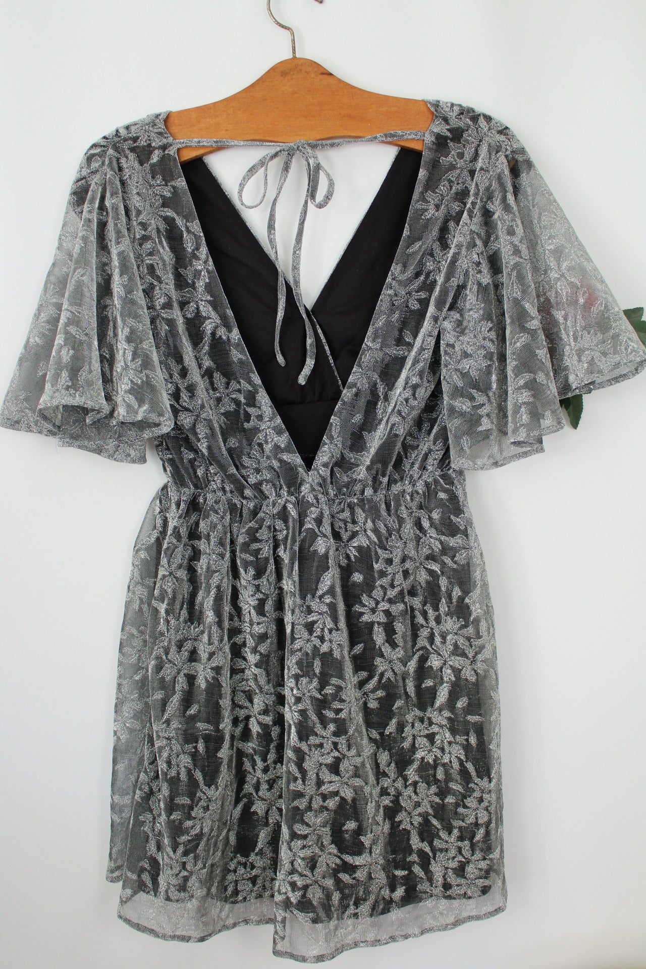 🌸🍒Robe rétro glitter lurex argentée fleurie Rétro & Icône Paris - Taille 36🍒🌸