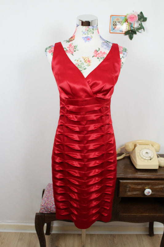 🌸🍒Robe rouge de soirée satinée vintage 2000s/Y2k façon Hollywood - Taille 36🍒🌸