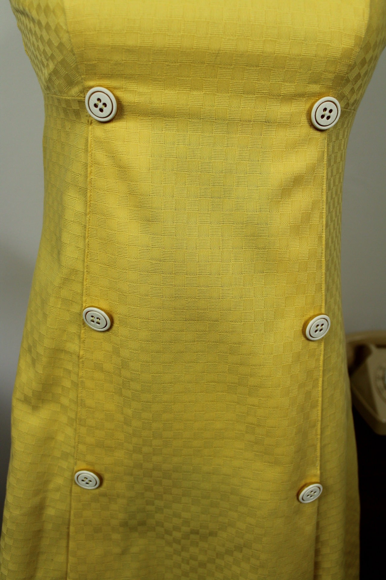 🌸🍒Robe vintage 60's jaune soleil carreaux tissés - Taille 34/36🍒🌸