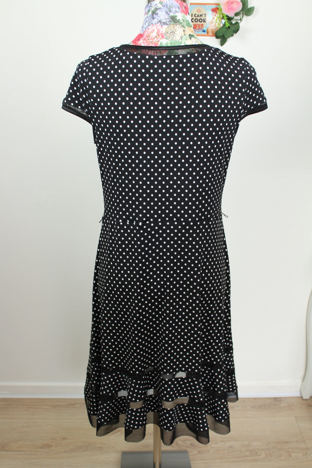 🌸Robe vintage 90's noire à pois - style pin-up & volants ajourés - Joseph Ribkoff🍒