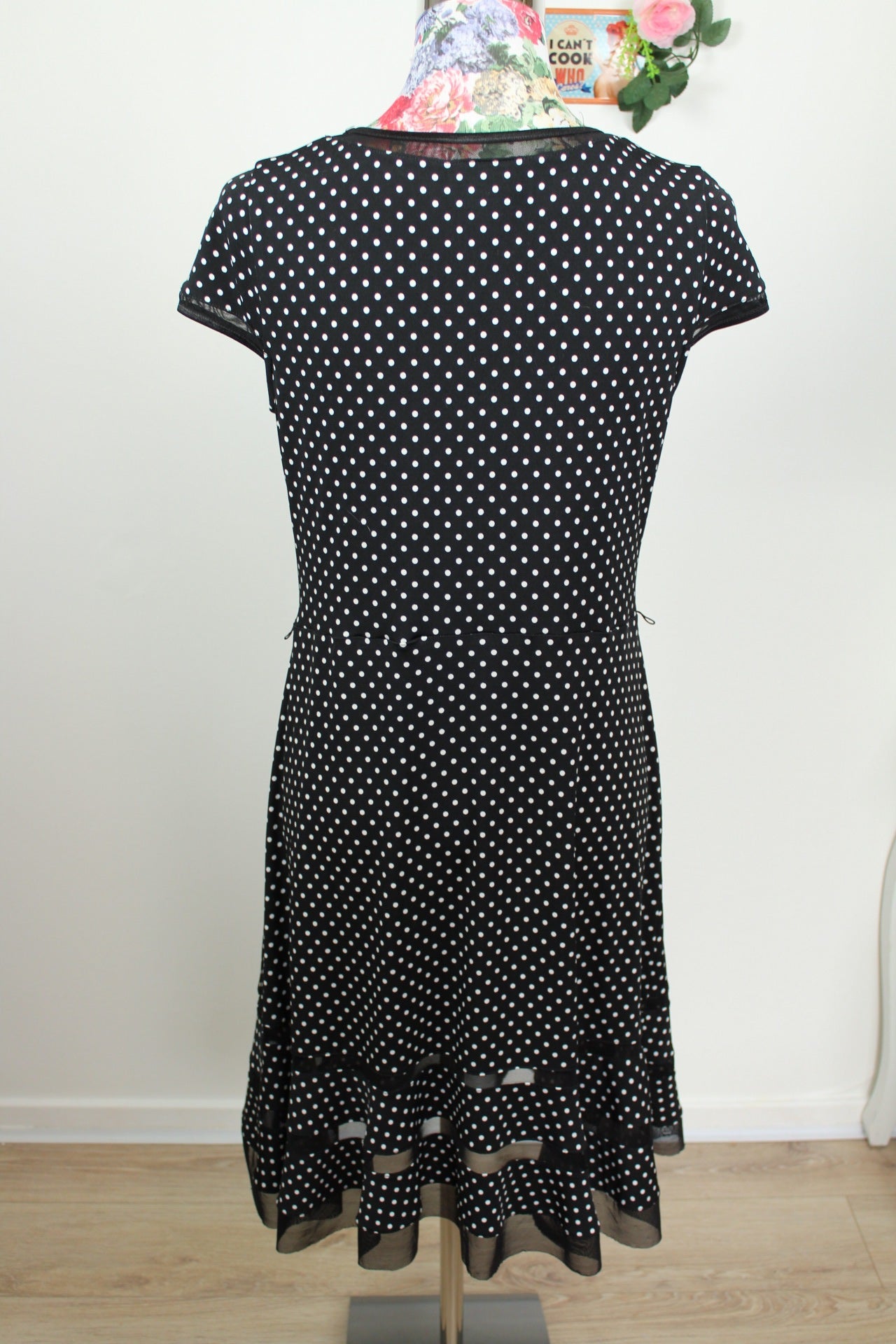 🌸Robe vintage 90's noire à pois - style pin-up & volants ajourés - Joseph Ribkoff🍒