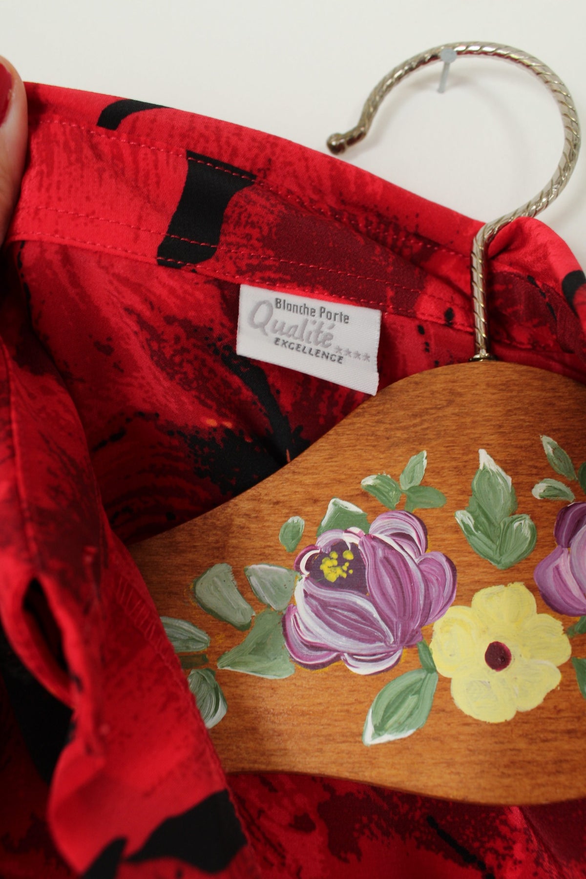 Chemise vintage années 80 romantique motif coquelicots - Taille 40/42