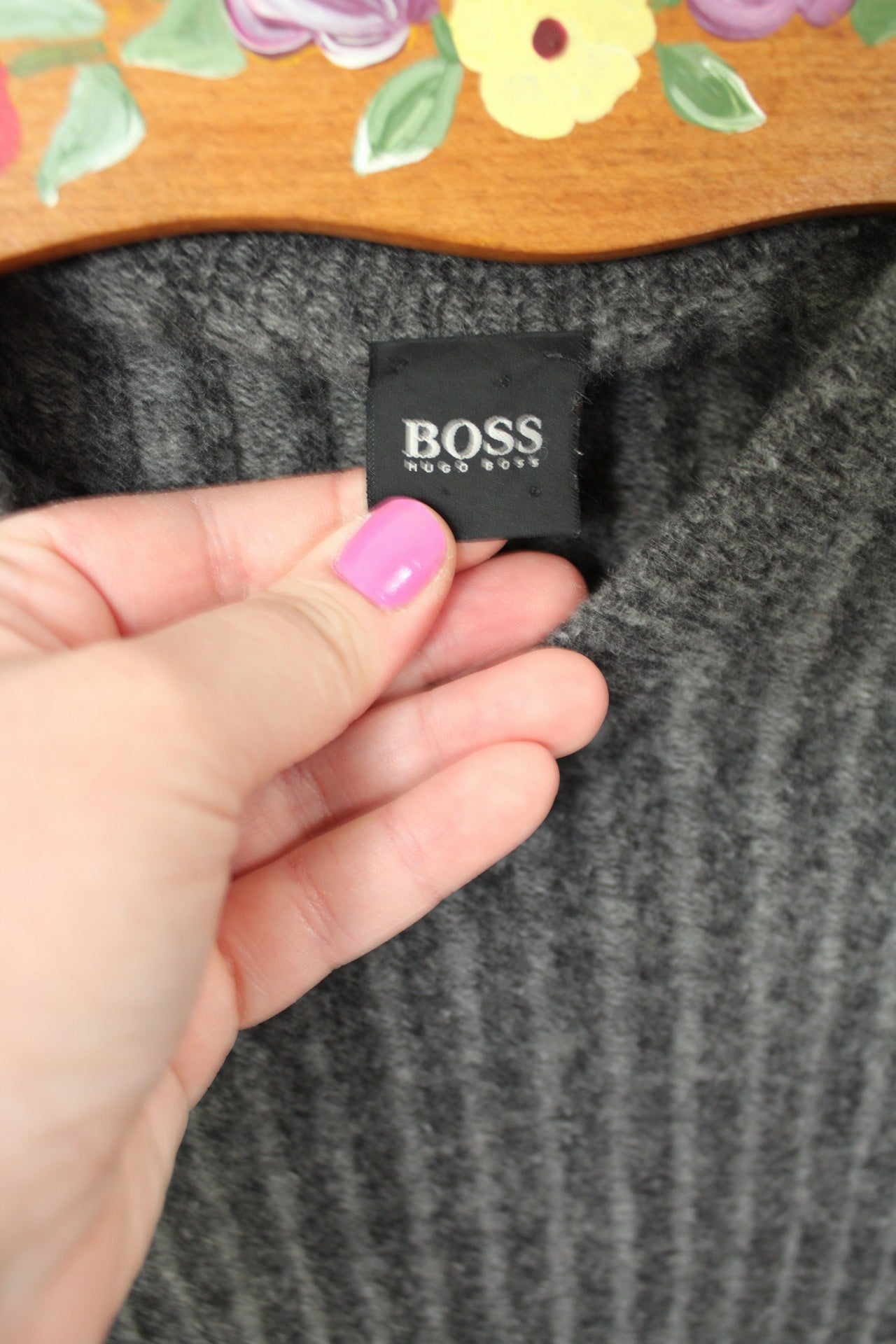 🌸🍒Pull côtelé gris Hugo Boss cachemire - vintage 90's - Taille 40/42🍒🌸