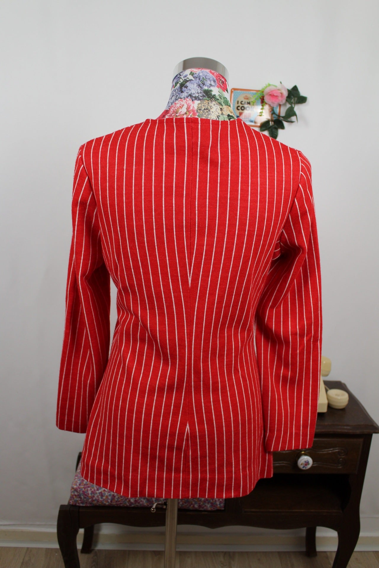 🍒🌸Cardigan romantique vintage rayé rouge années 80 - Taille 36🌸🍒