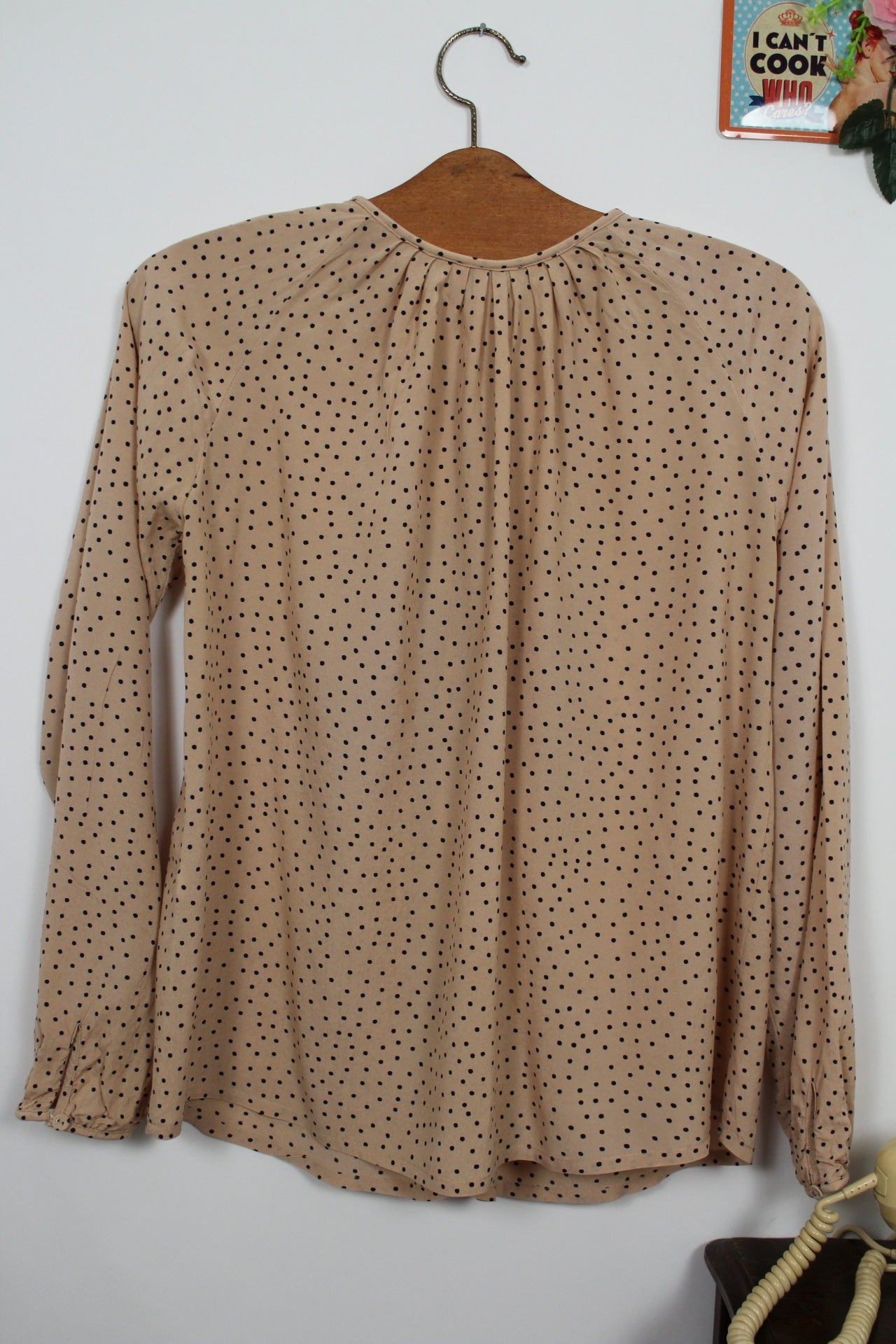 🌸🍒Blouse Cyrillus beige à pois - élégance retro - Taille 40🍒🌸