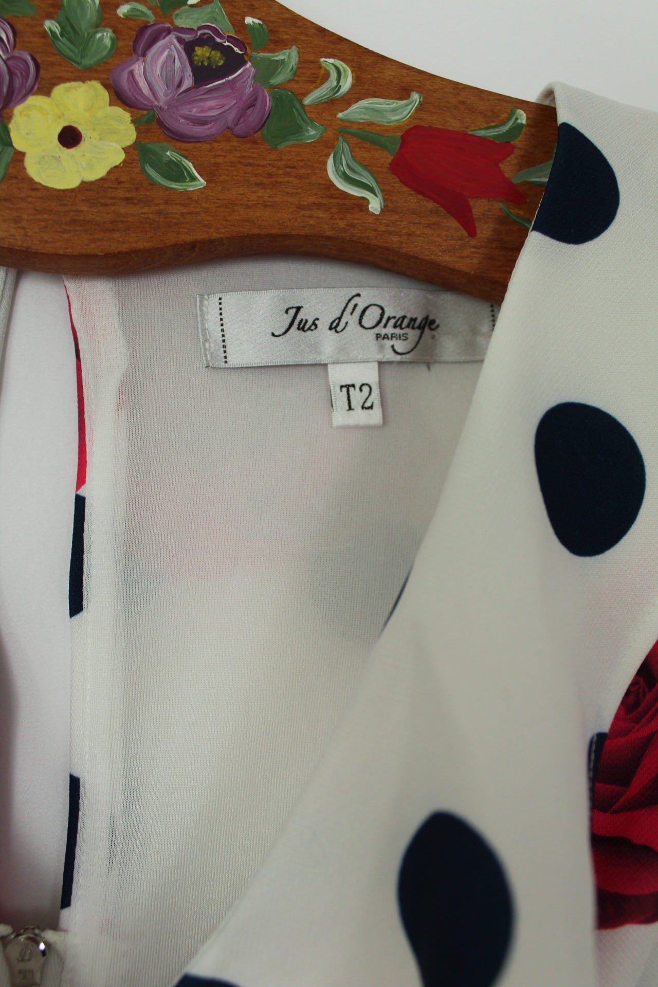 🌸🍒Robe rockabilly/pin-up pois marines & roses fuchsia - Jus d'Orange - Taille 38🍒🌸