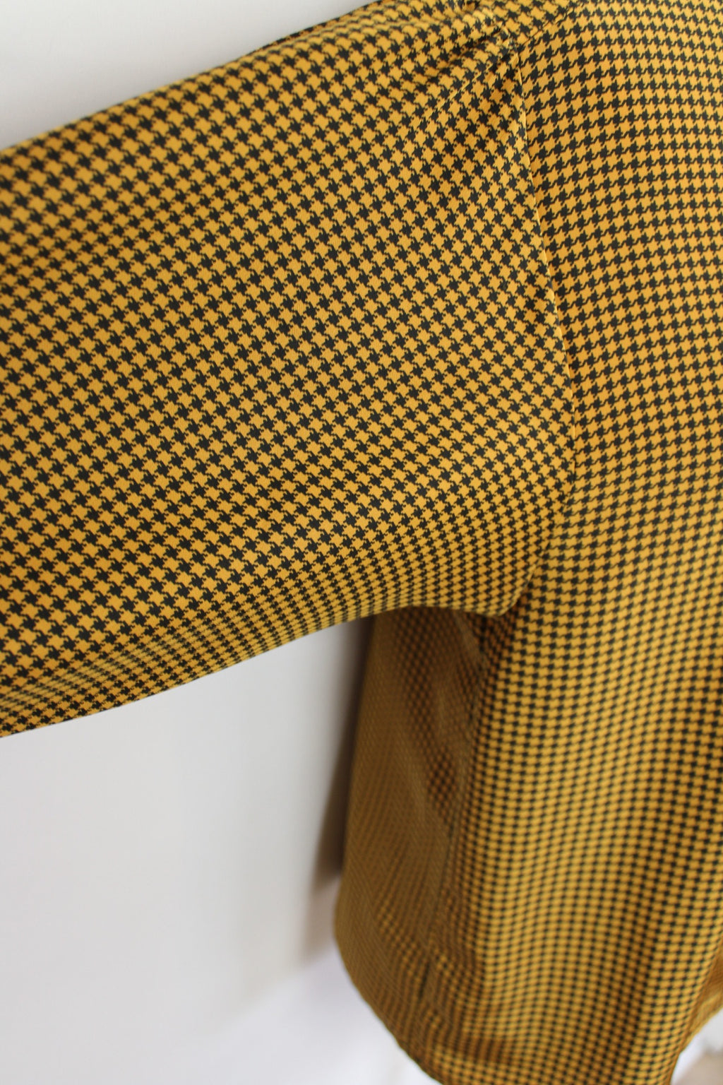 🌸Chemise vintage 80s chic - pieds de poule moutarde & boutons dorés🍒