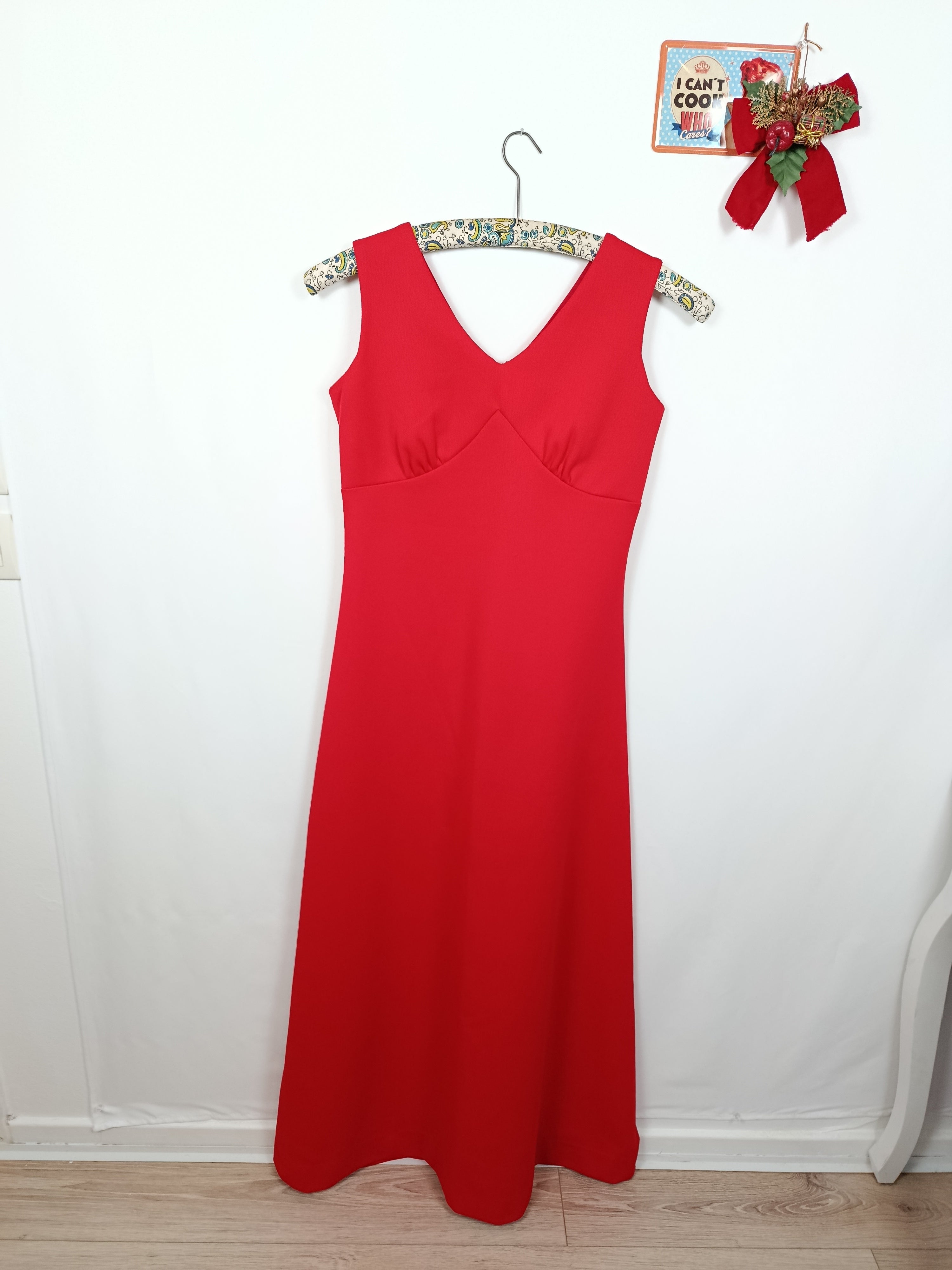 ✨Robe longue rouge vintage 90's - matière épaisse & coupe élégante - Tergal✨