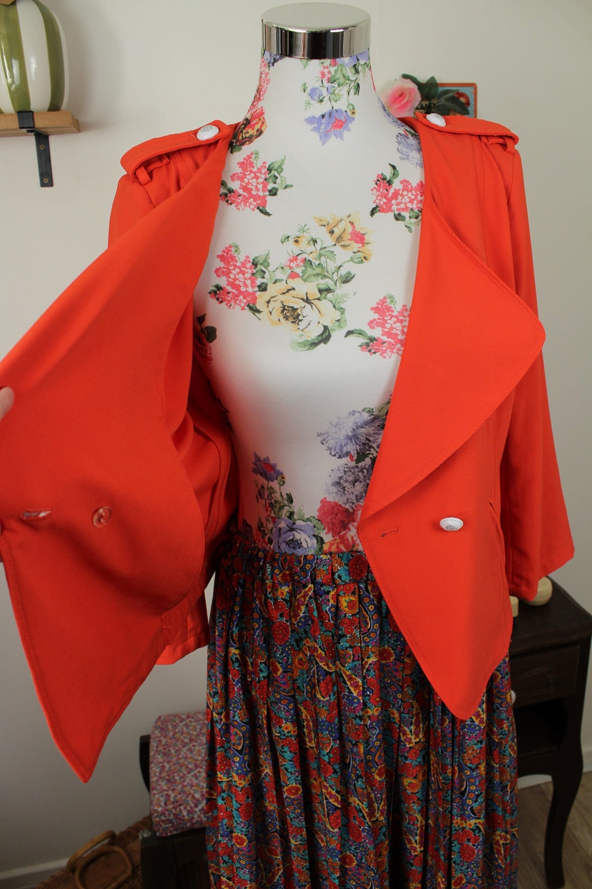 Veste rétro Patrice Breal orange pep's preppy chic années 2000 - Taille 40/42
