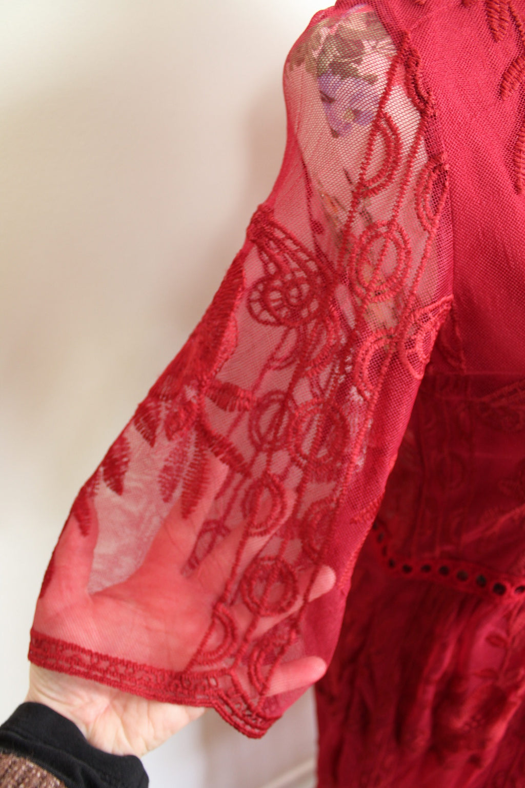 ✨ Robe longue bordeaux bohème ajourée ✨