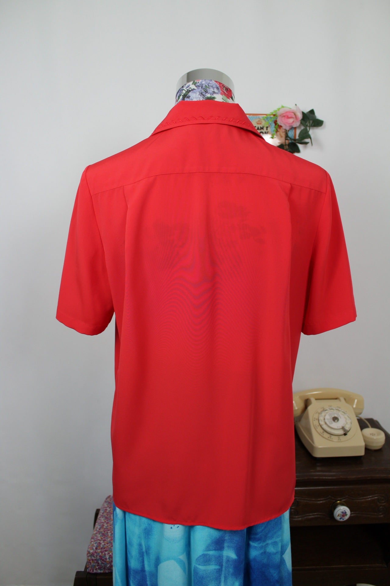🍒🌸Chemise vintage 90's rouge clair éclatant - Taille 38/40🌸🍒