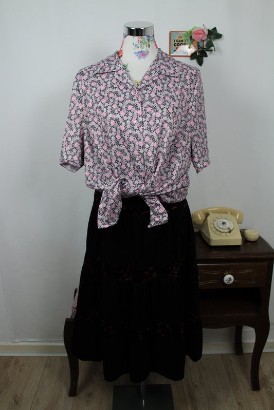 🌸🍒Blouse vintage 80/90's petites fleurs esprit romantique cottagecore col chemise - Taille 46/48🍒🌸