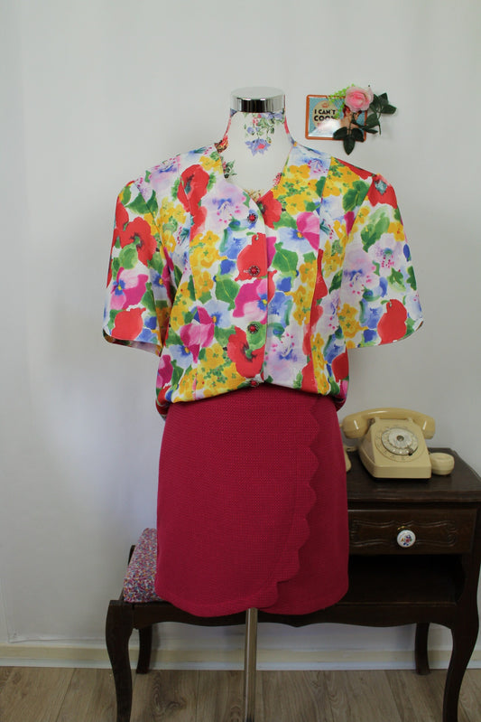 🍒🌸Jupe rose framboise Capsule - tissu épais façon portefeuille- Taille 38🌸🍒