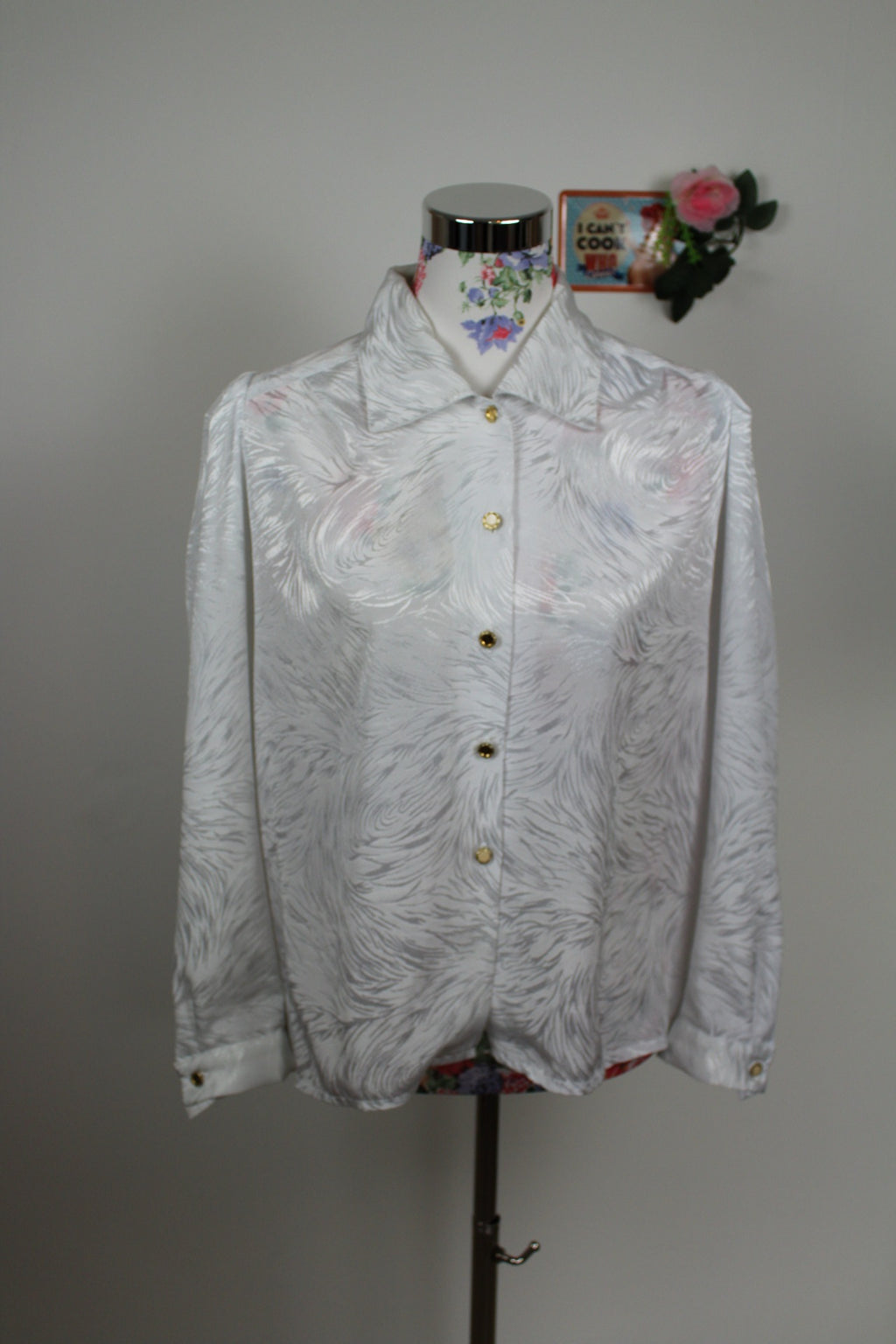 ✨Chemise blanche satinée 80/90s - chic à motifs tourbillons✨