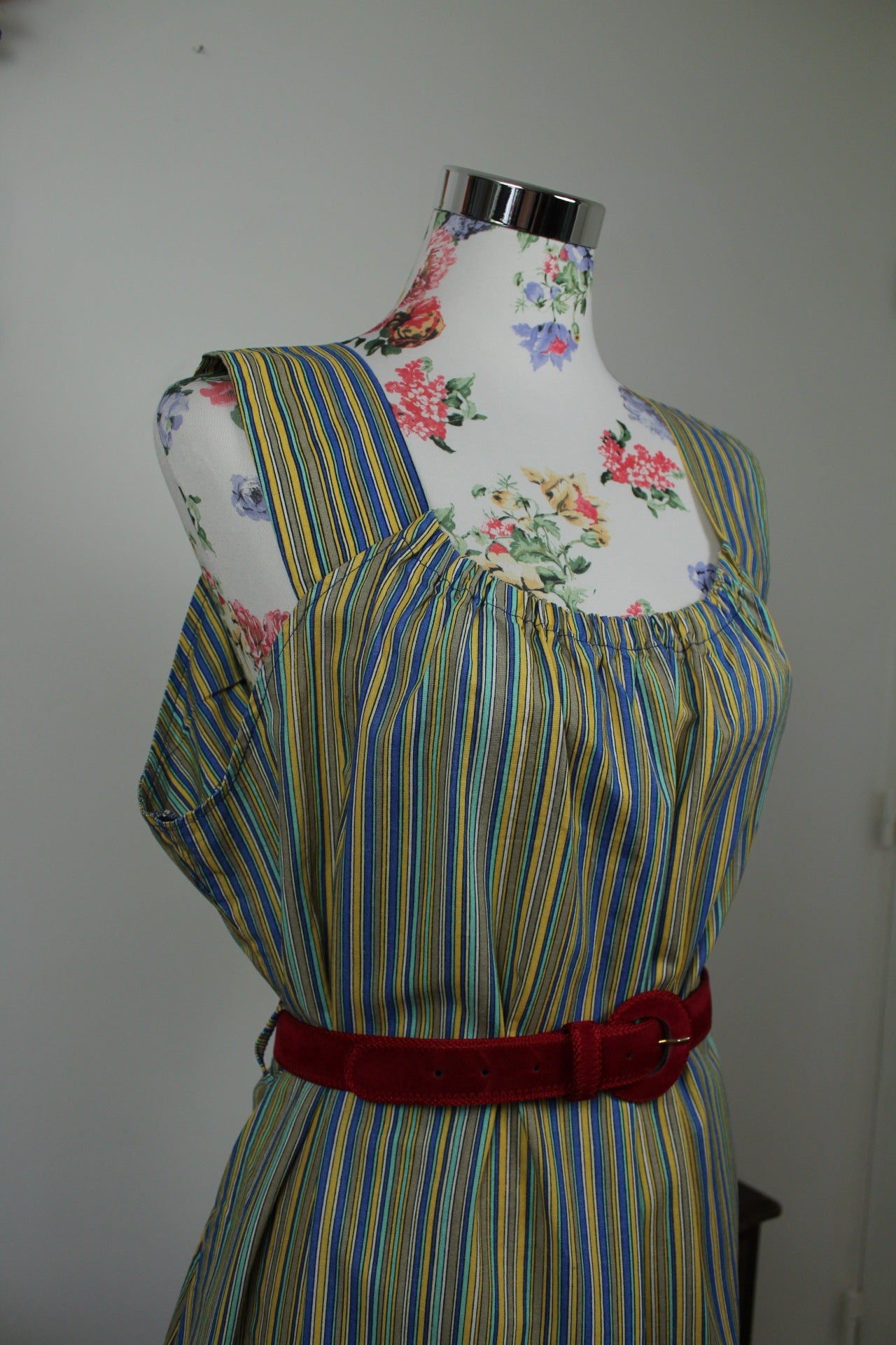 🌸🍒Robe vintage 90's rayée midi summer vibes en coton - Taille 46/48🍒🌸