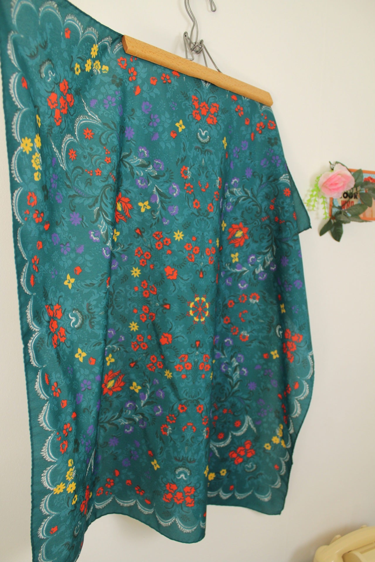 🌸🍒Foulard vintage 70/80's motifs petites fleurs🍒🌸