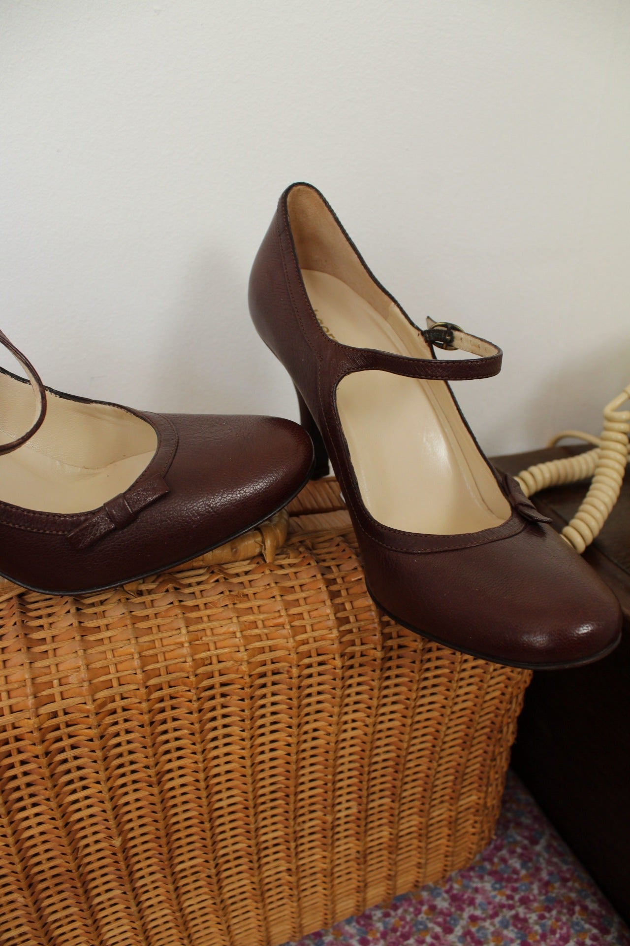 🌸🍒 Escarpins Shoeroom tout cuir marron - petit noeud pin-up & bride Mary Jane - pointure 39🍒🌸