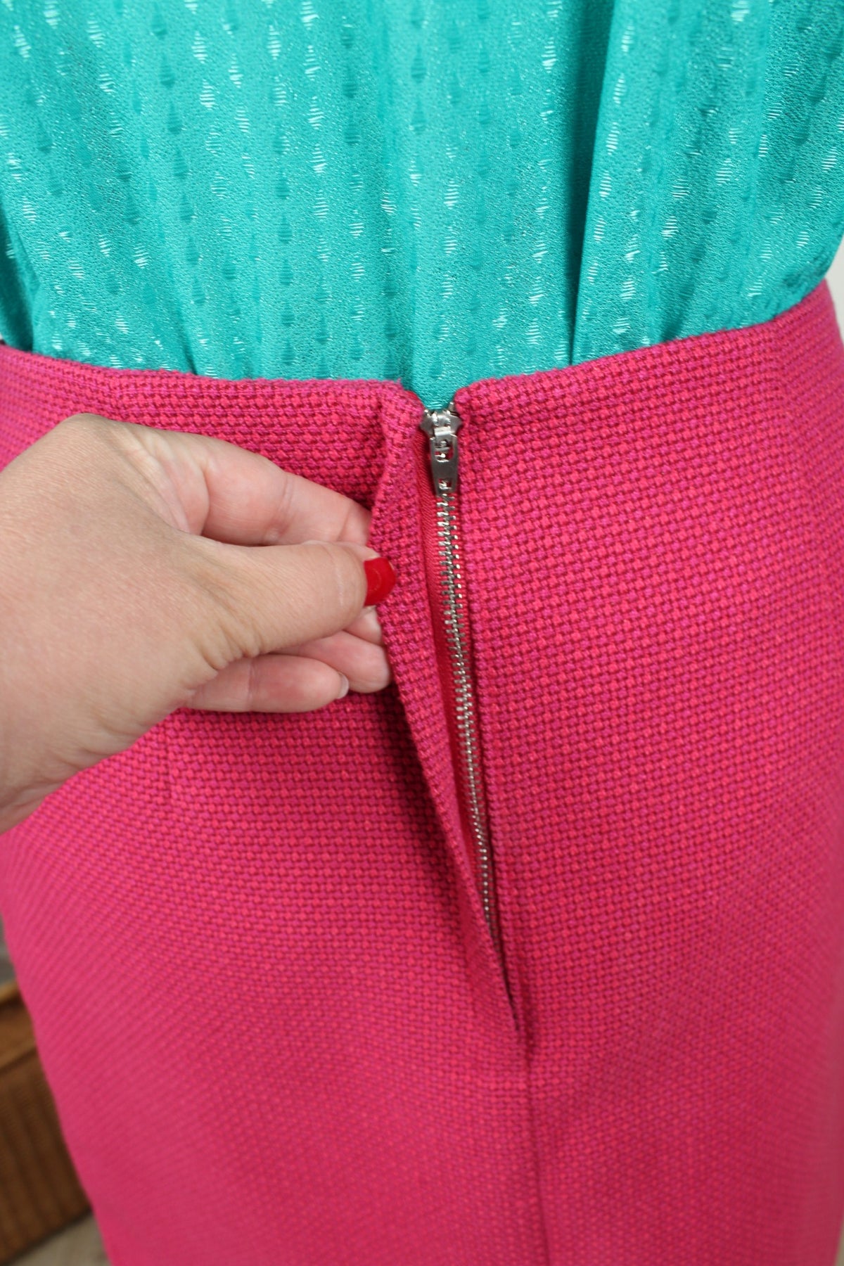 Jupe rose framboise Capsule - tissée façon portefeuille- Taille 38