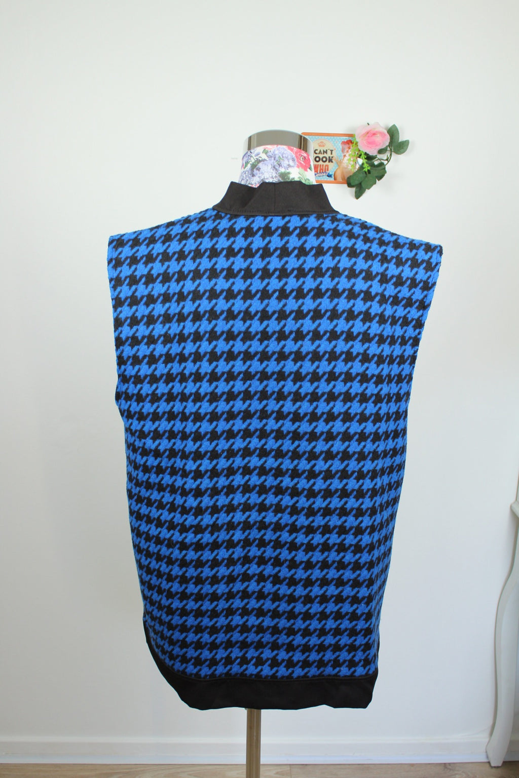 🌸Cardigan/gilet sans manches pieds de poule 90's bleu électrique - made in Italy🍒